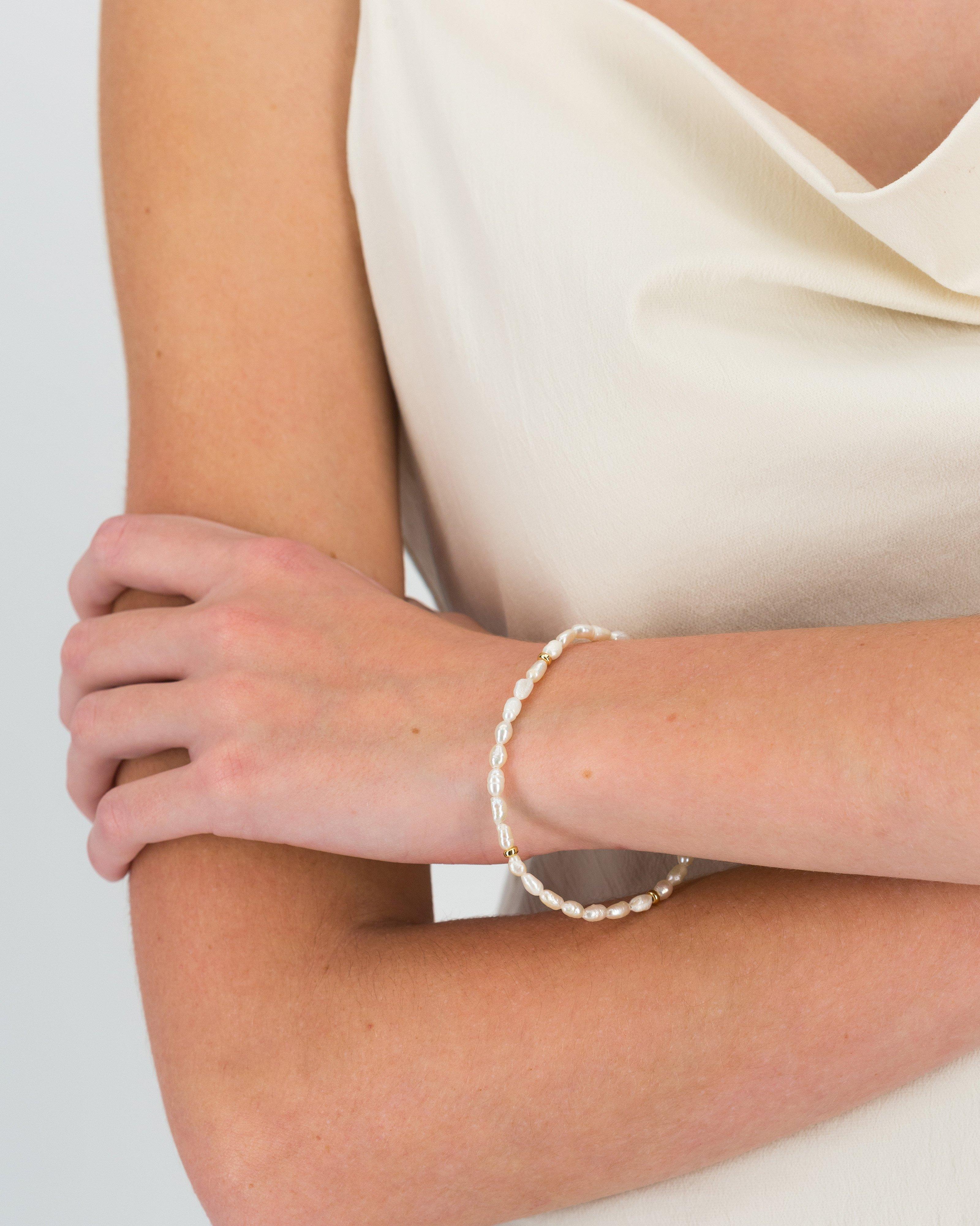 Sterling Silver Freshwater Pearl Bracelet -  Milk