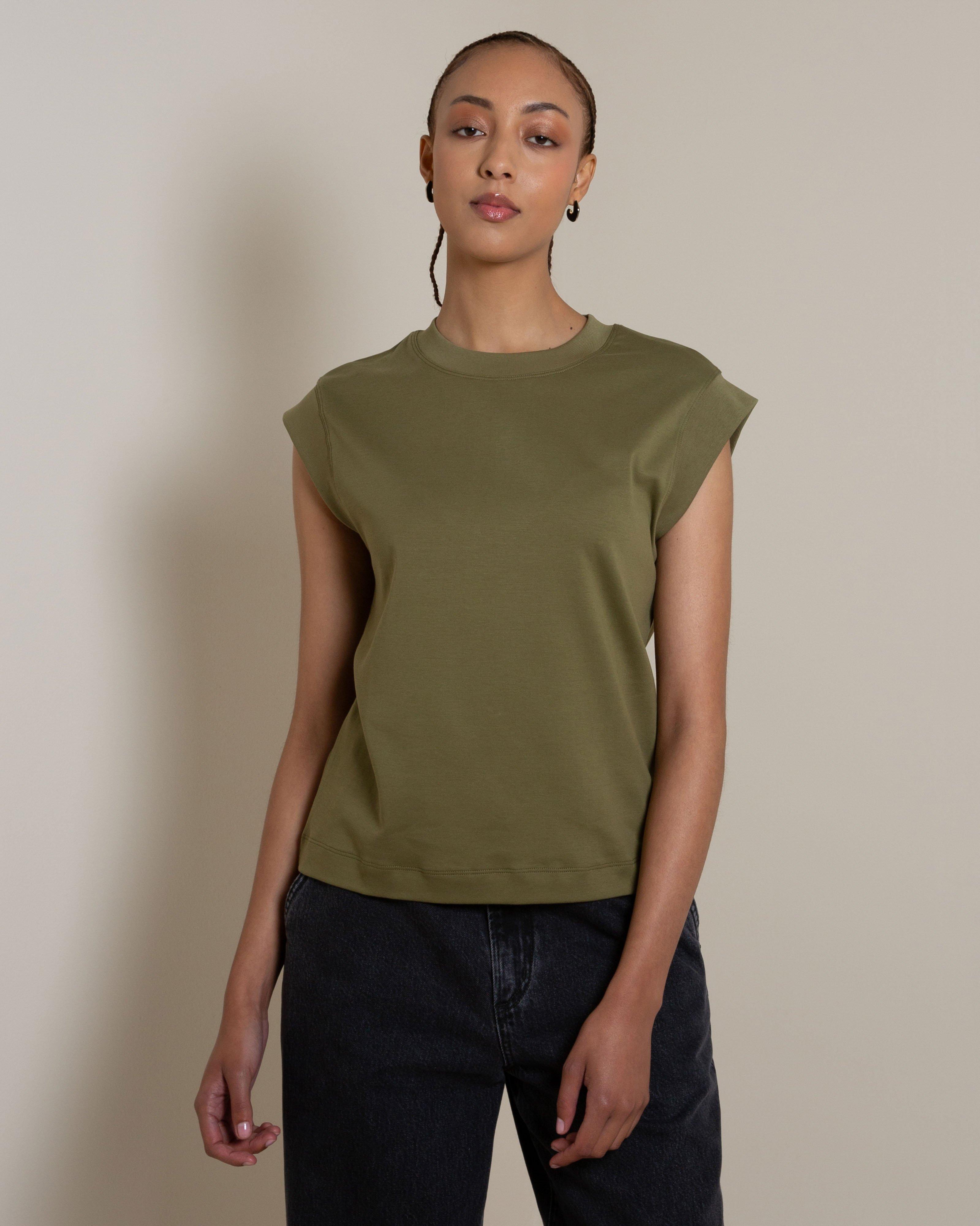 Abigail Rib Detail Top -  Green
