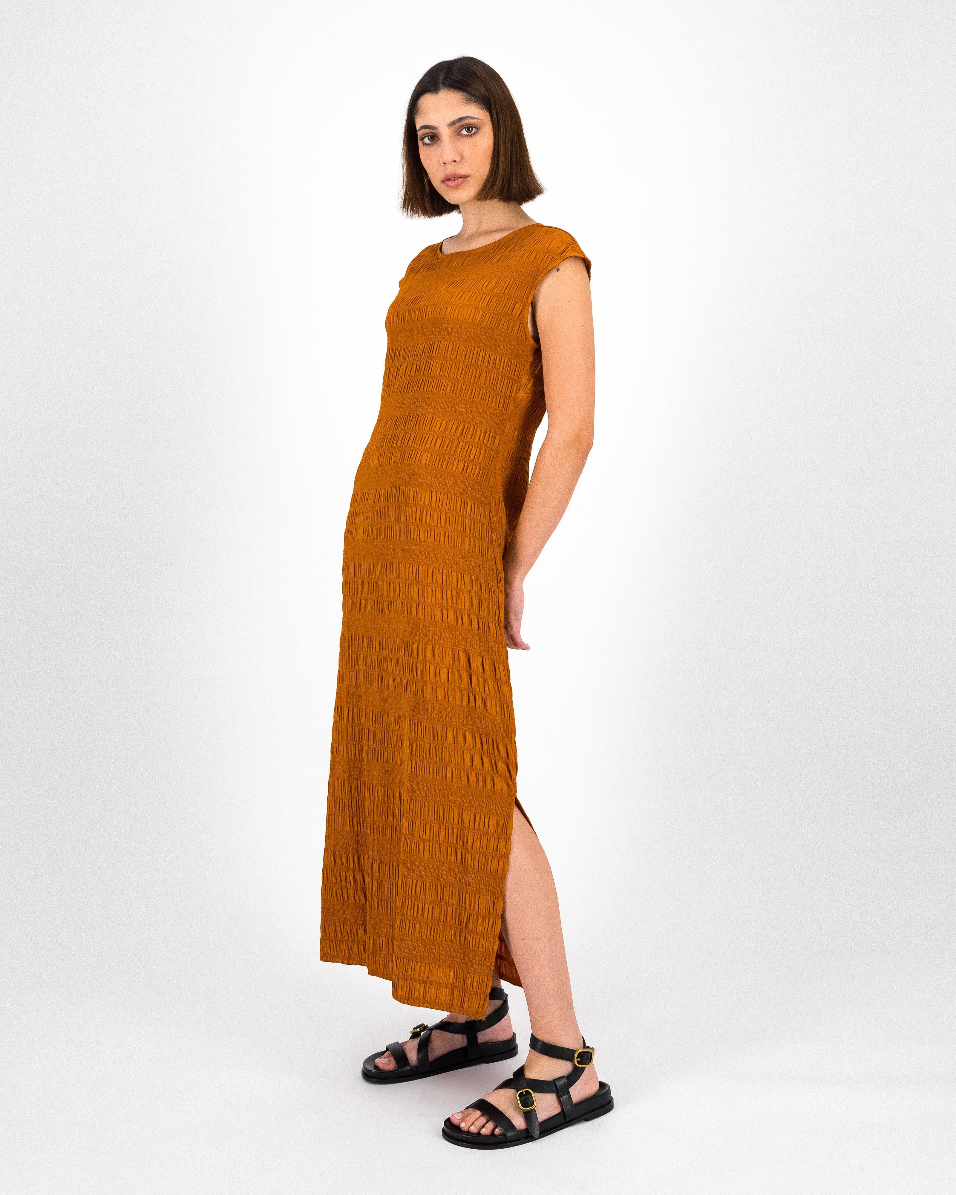 Charlotte Plisse Dress -  Rust