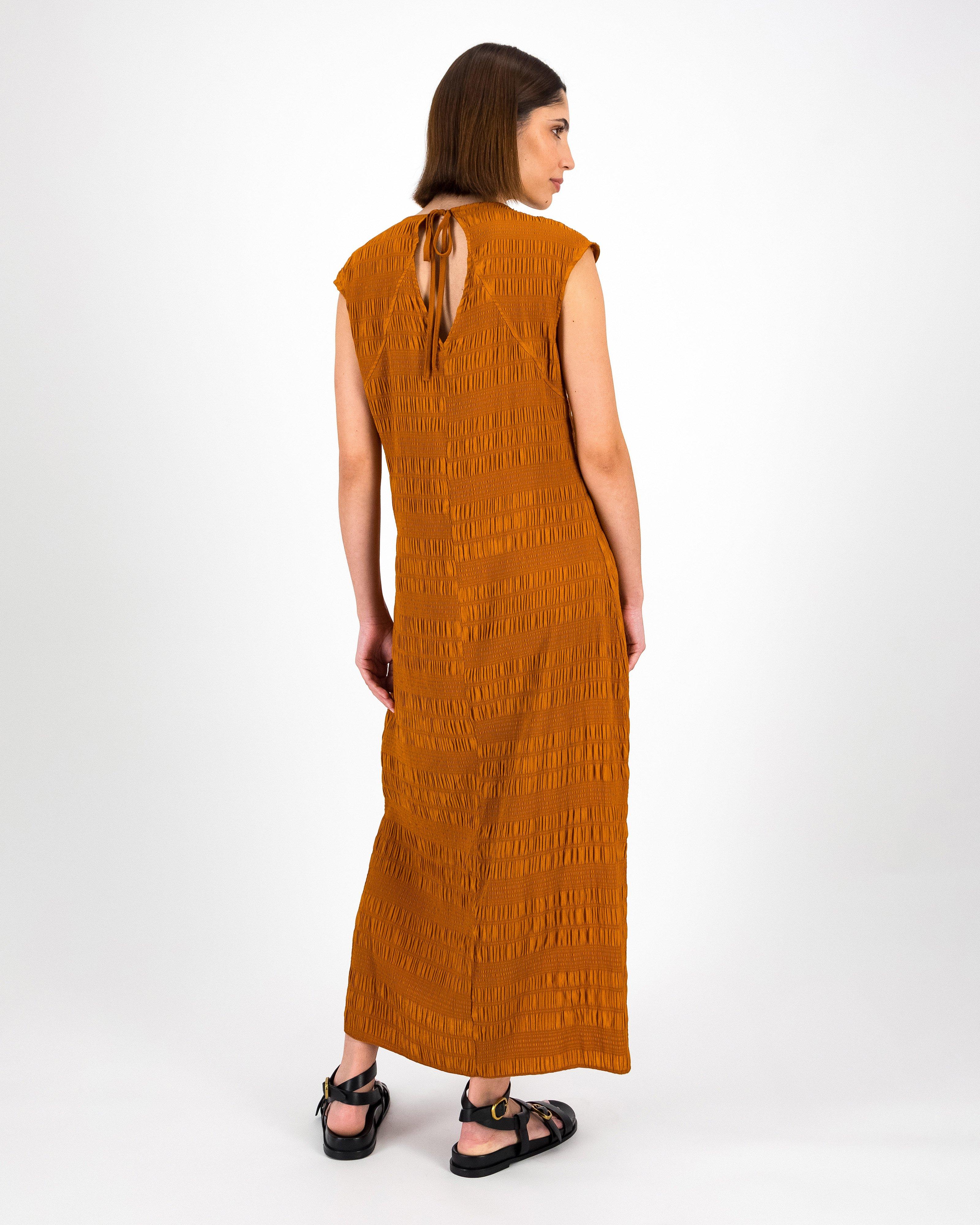 Charlotte Plisse Dress -  Rust