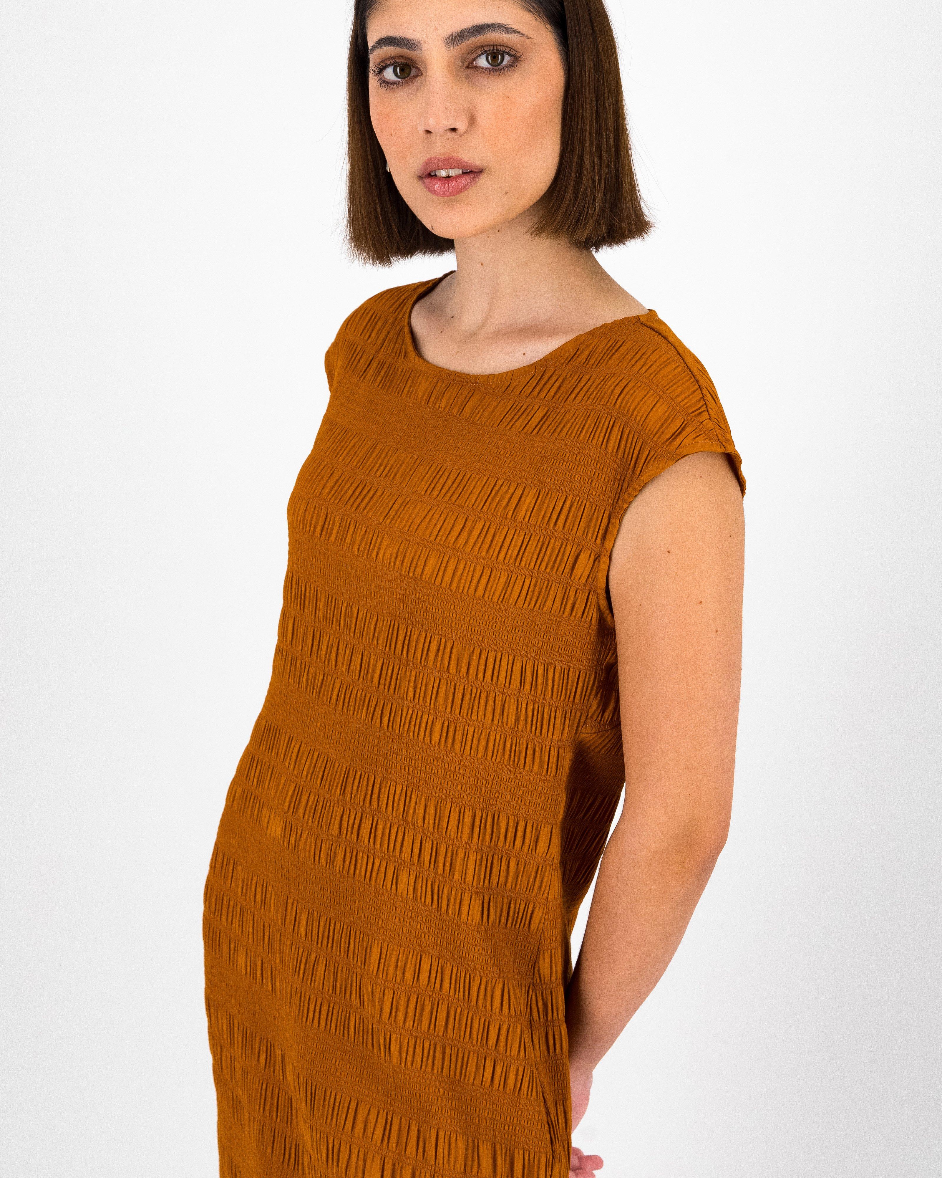 Charlotte Plisse Dress -  Rust