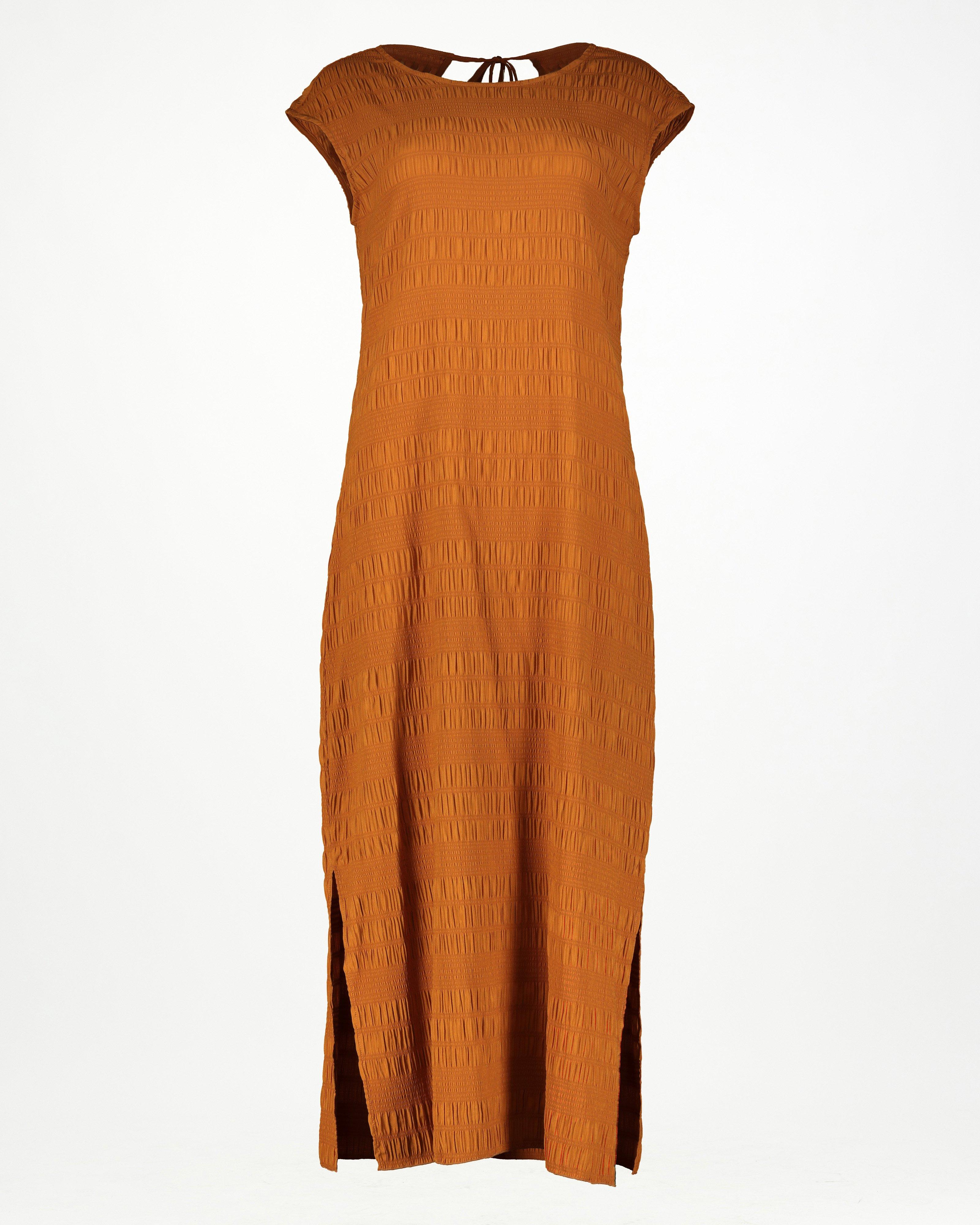 Charlotte Plisse Dress -  Rust