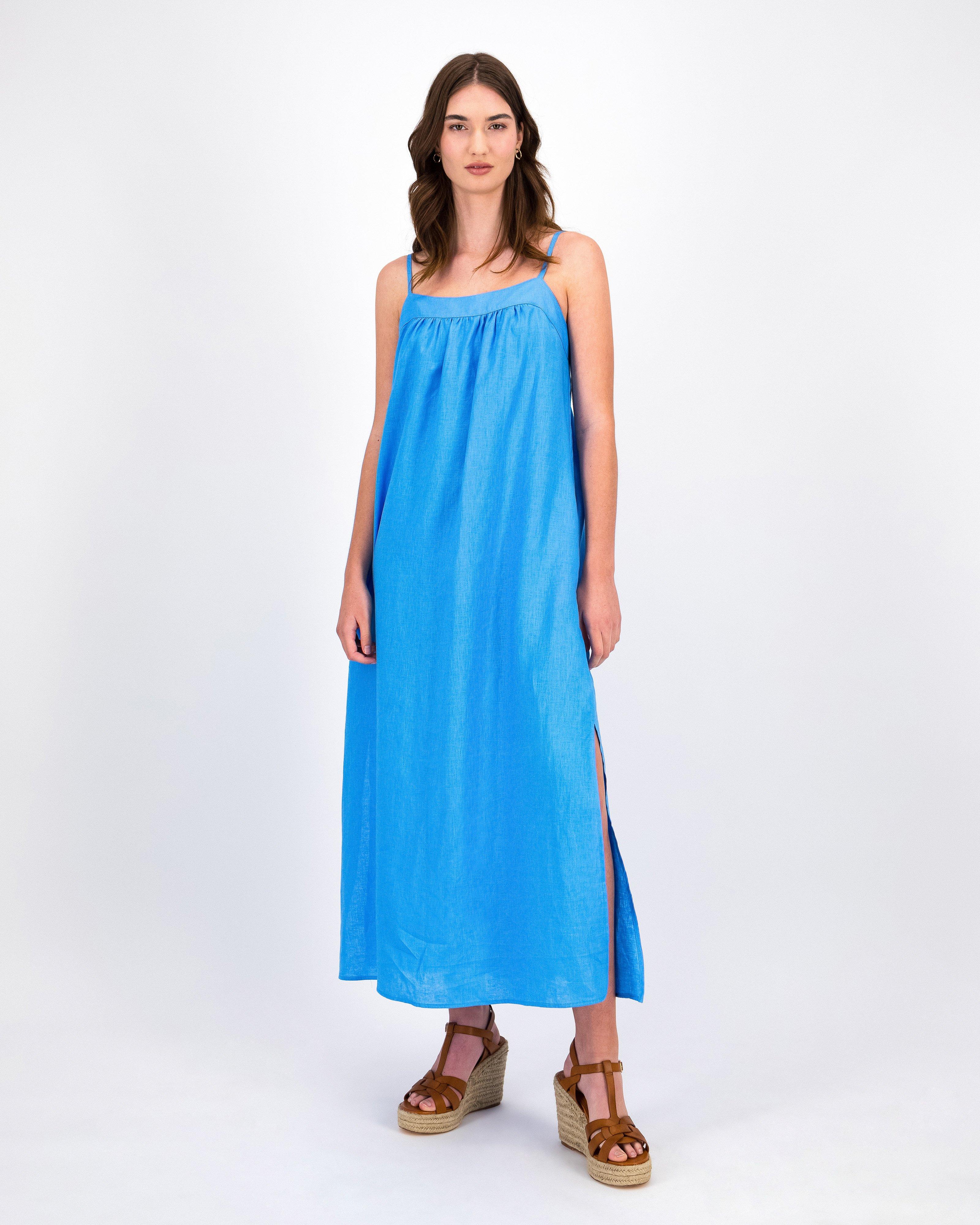 Alice Linen Dress -  Blue