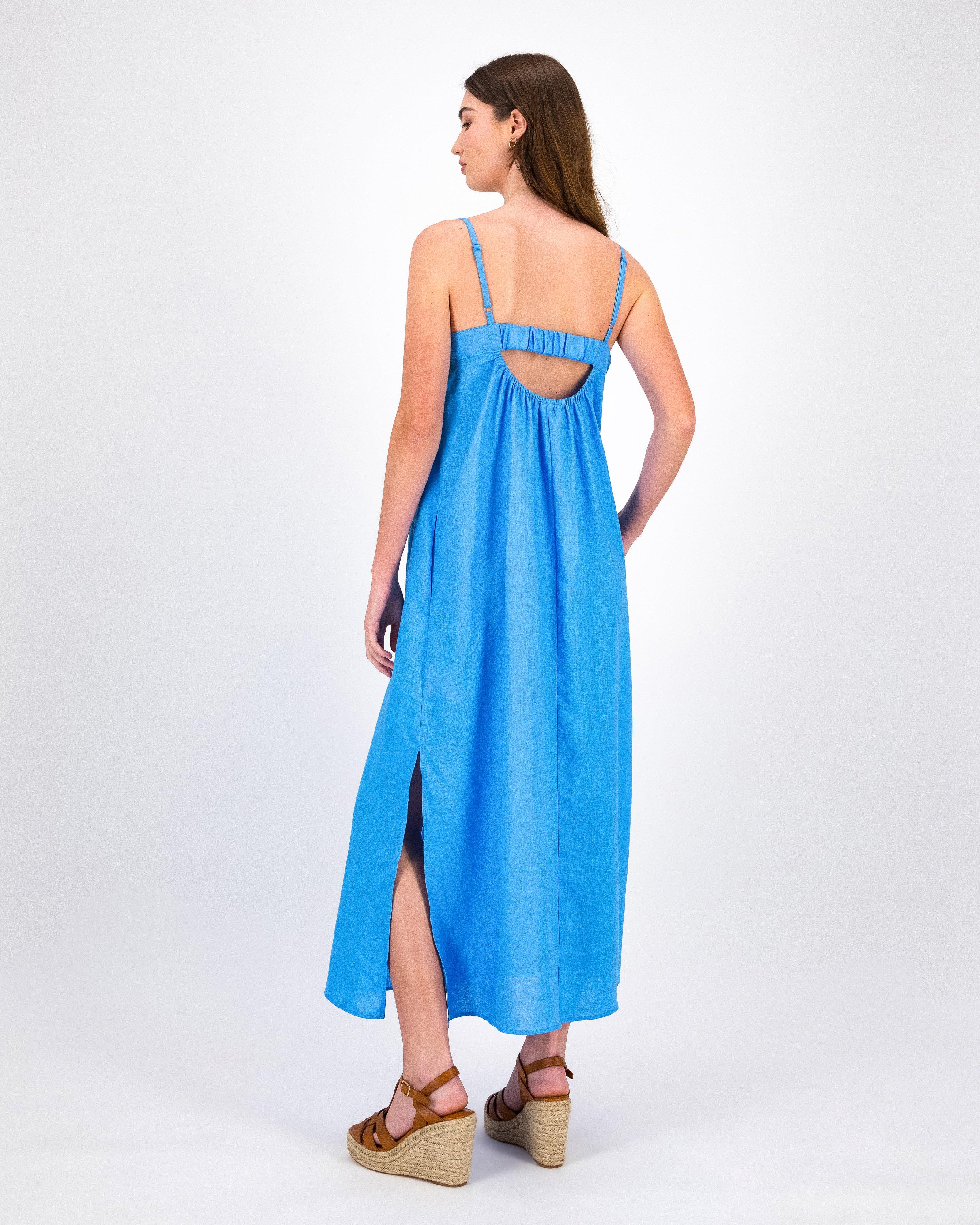 Alice Linen Dress -  Blue