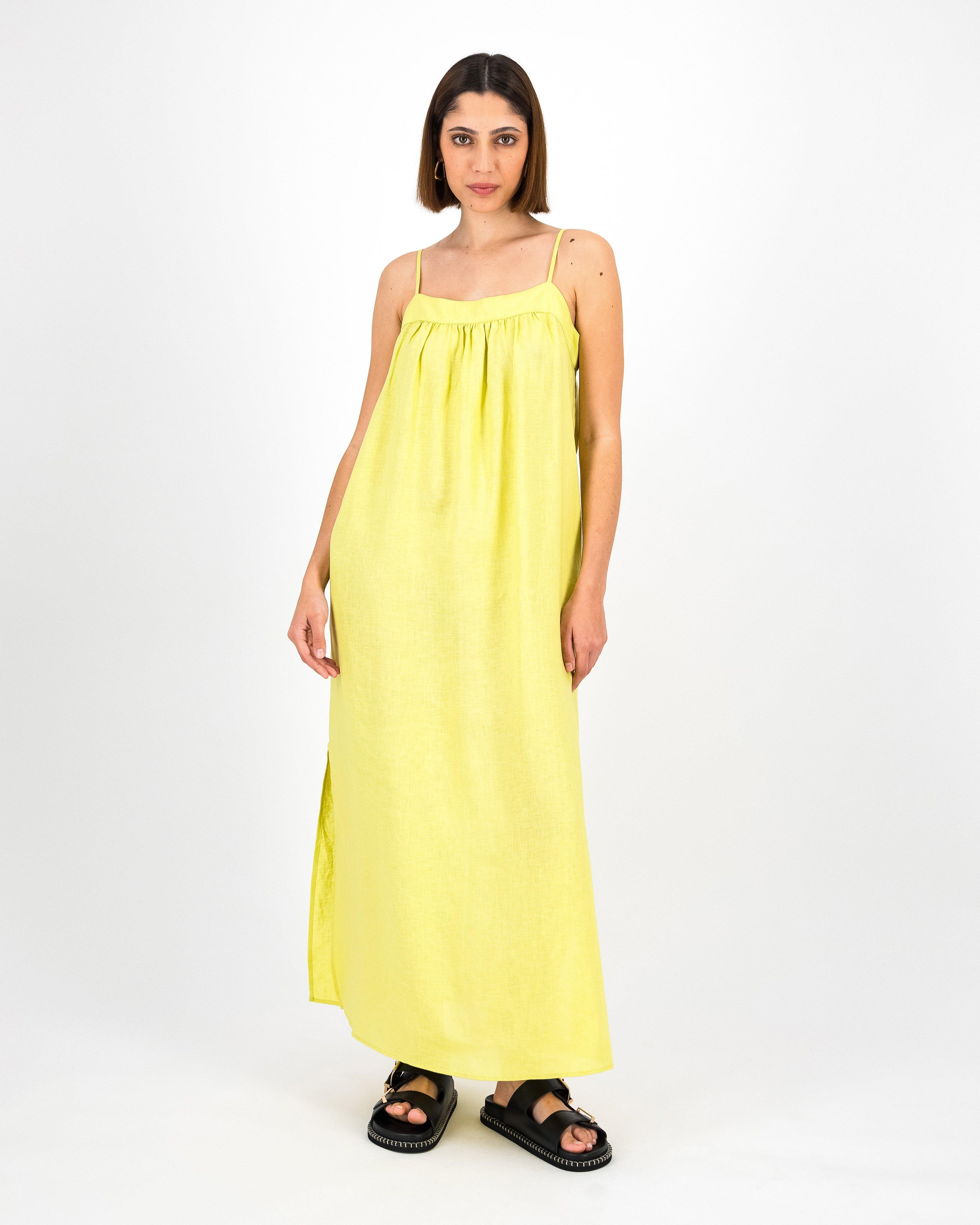 Alice Linen Dress -  Yellow