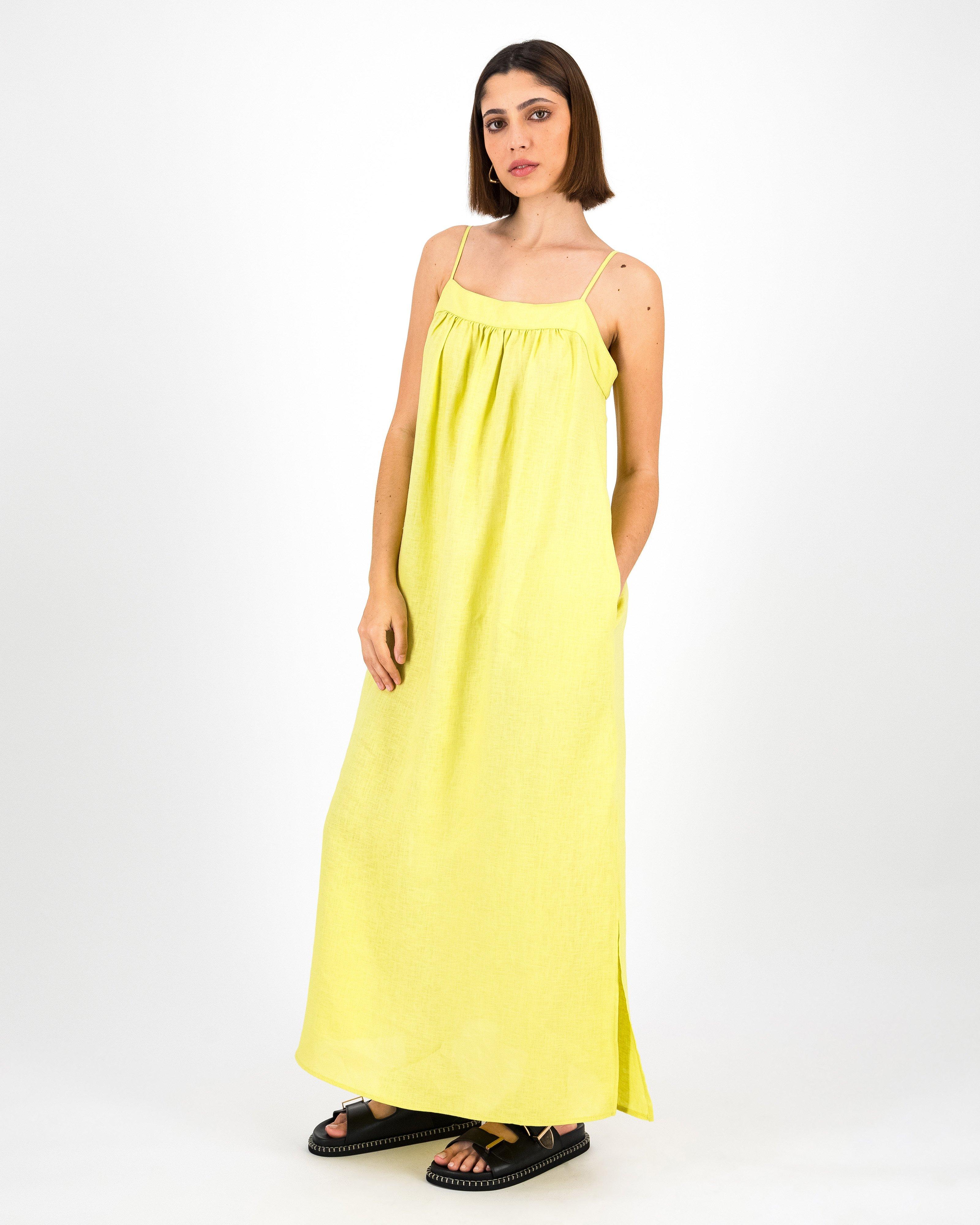 Alice Linen Dress -  Yellow