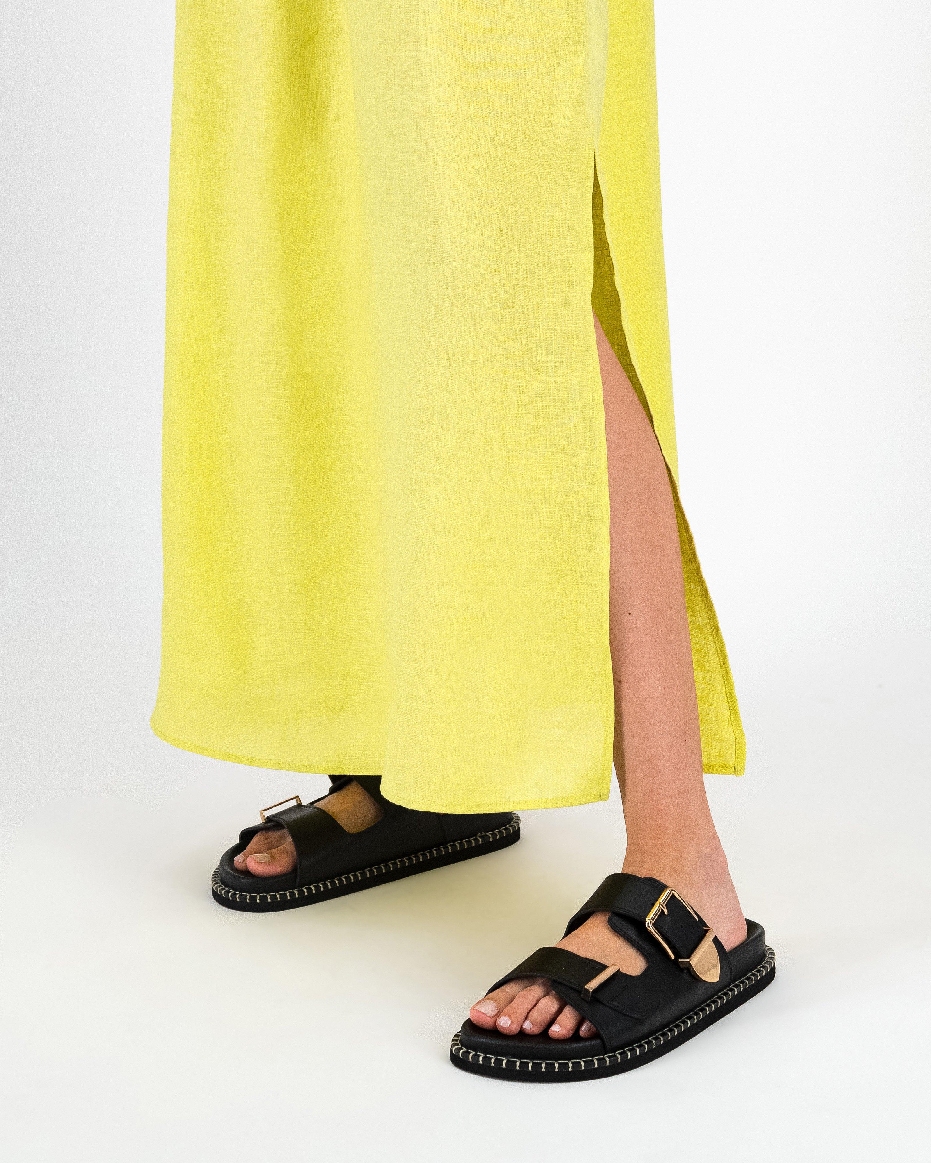 Alice Linen Dress -  Yellow