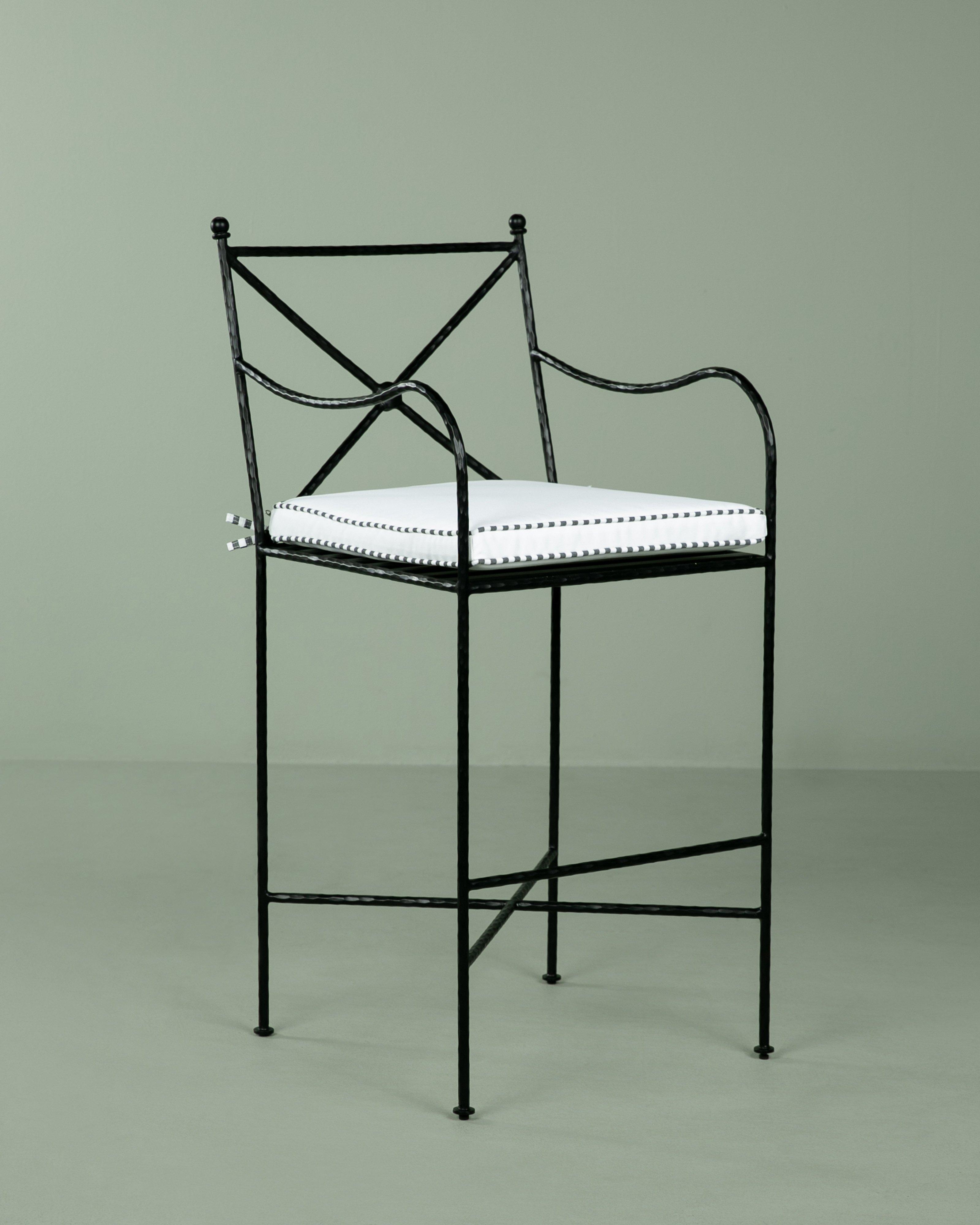 Hammered Iron Bar Chair -  Black