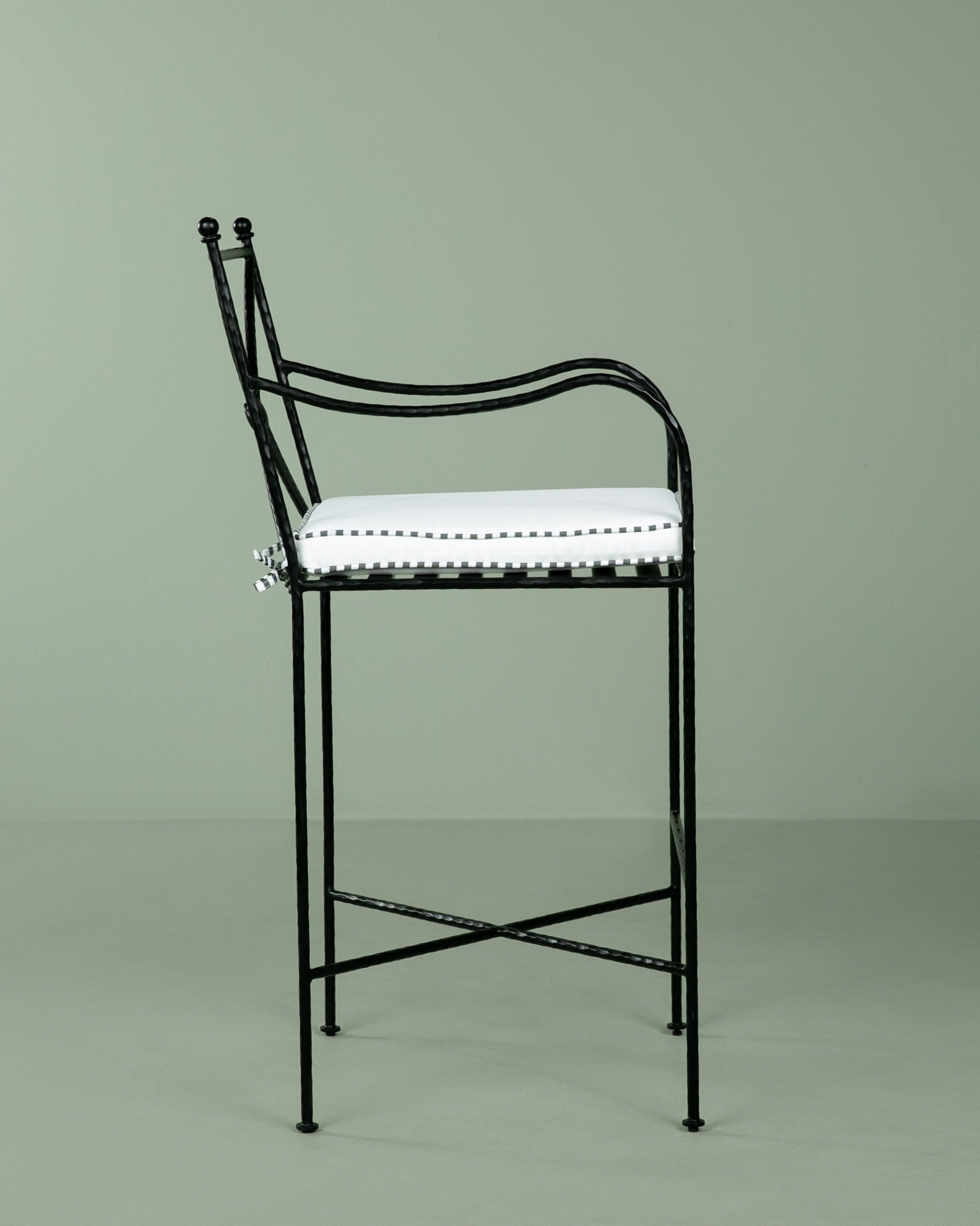 Hammered Iron Bar Chair -  Black