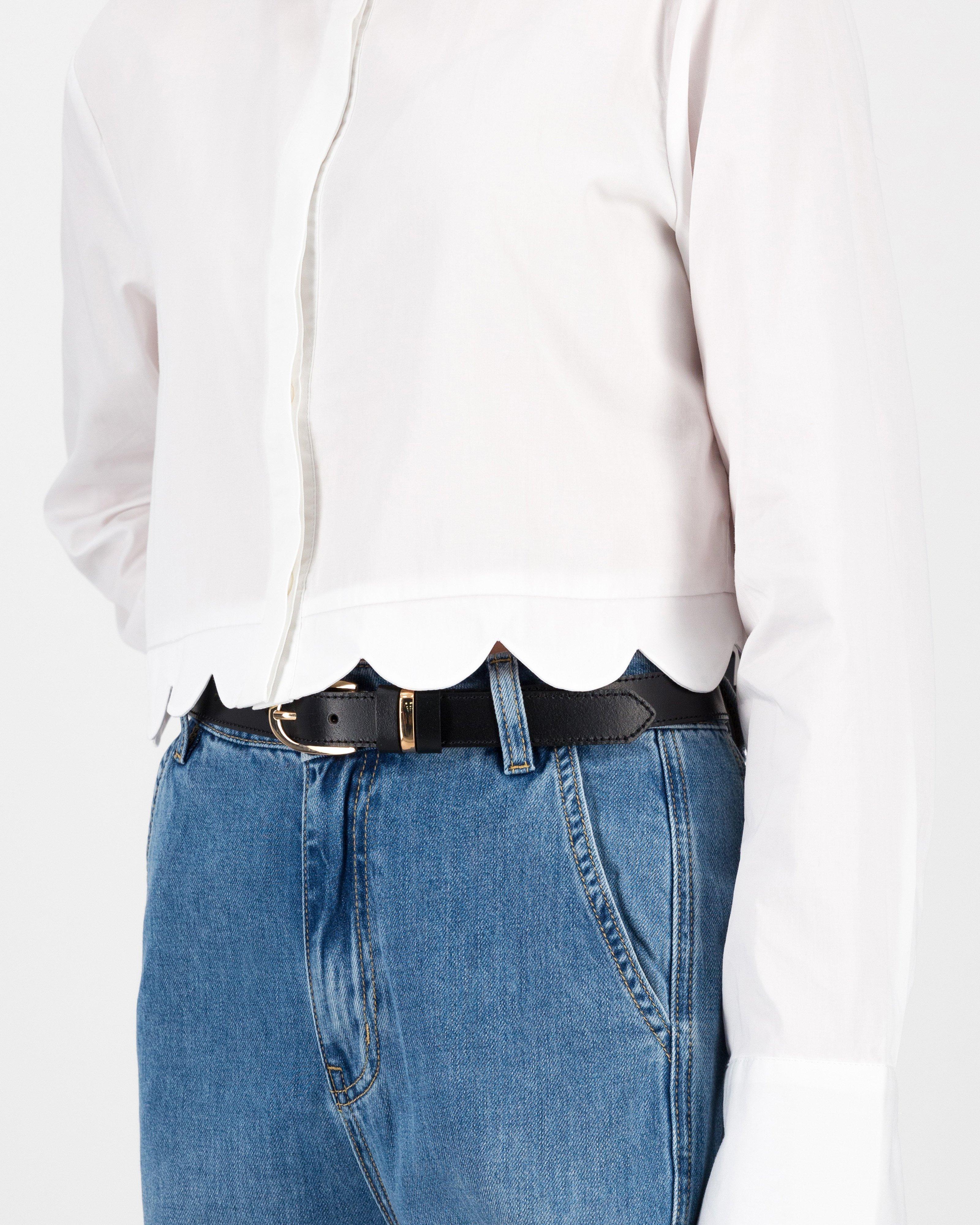 Tracy Skinny Metal Keeper Belt -  Black