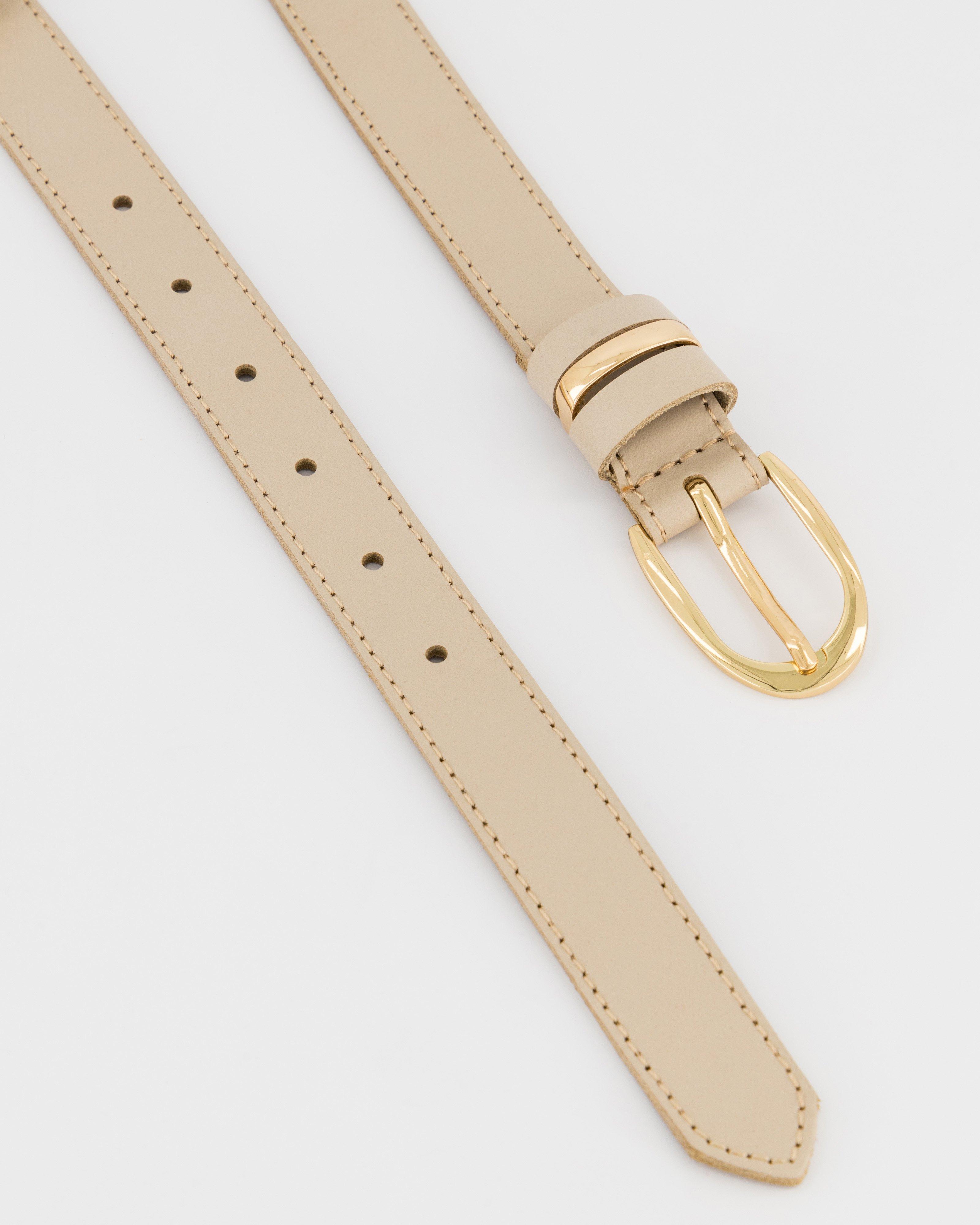 Tracy Skinny Metal Keeper Belt -  Nude