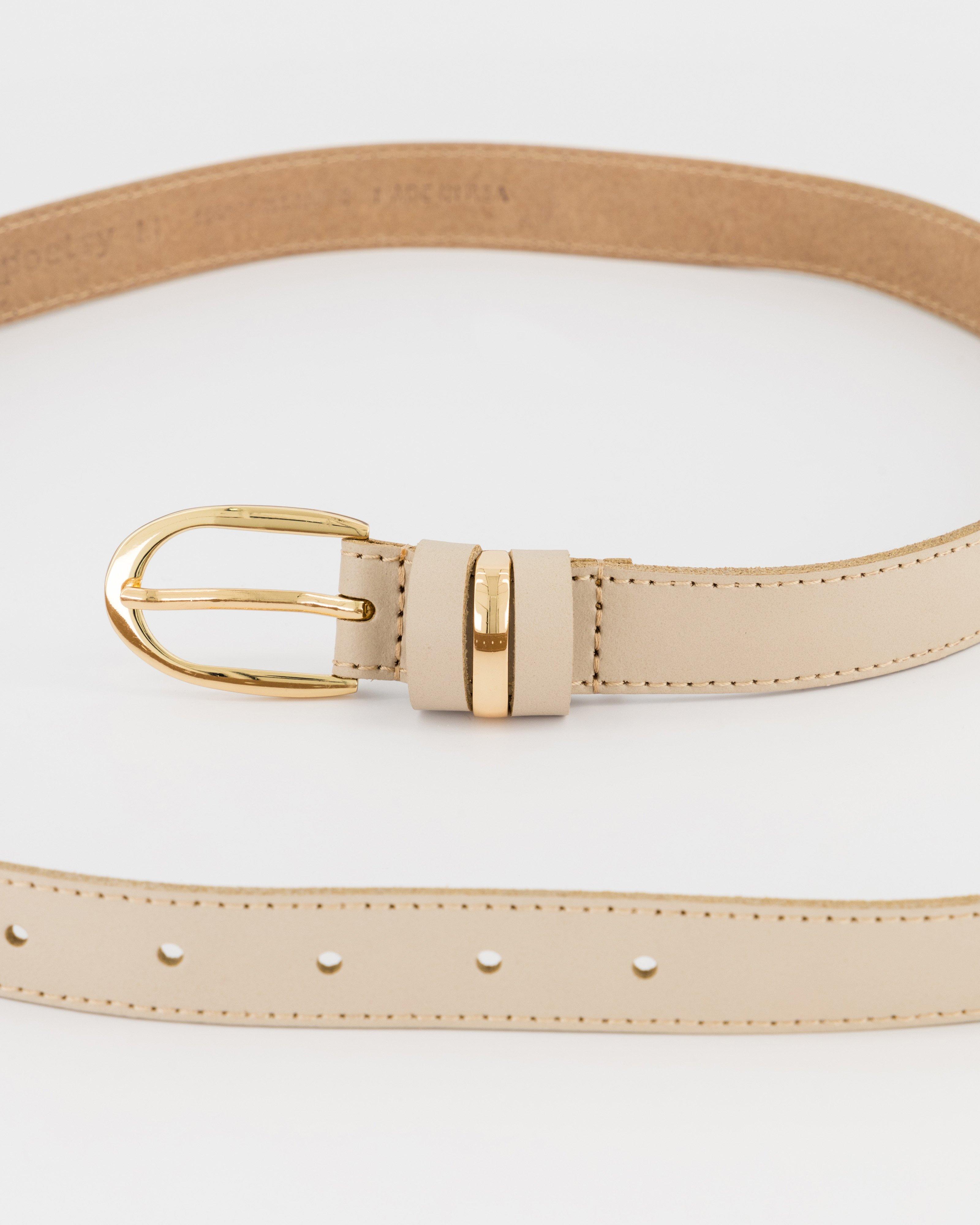 Tracy Skinny Metal Keeper Belt -  Nude