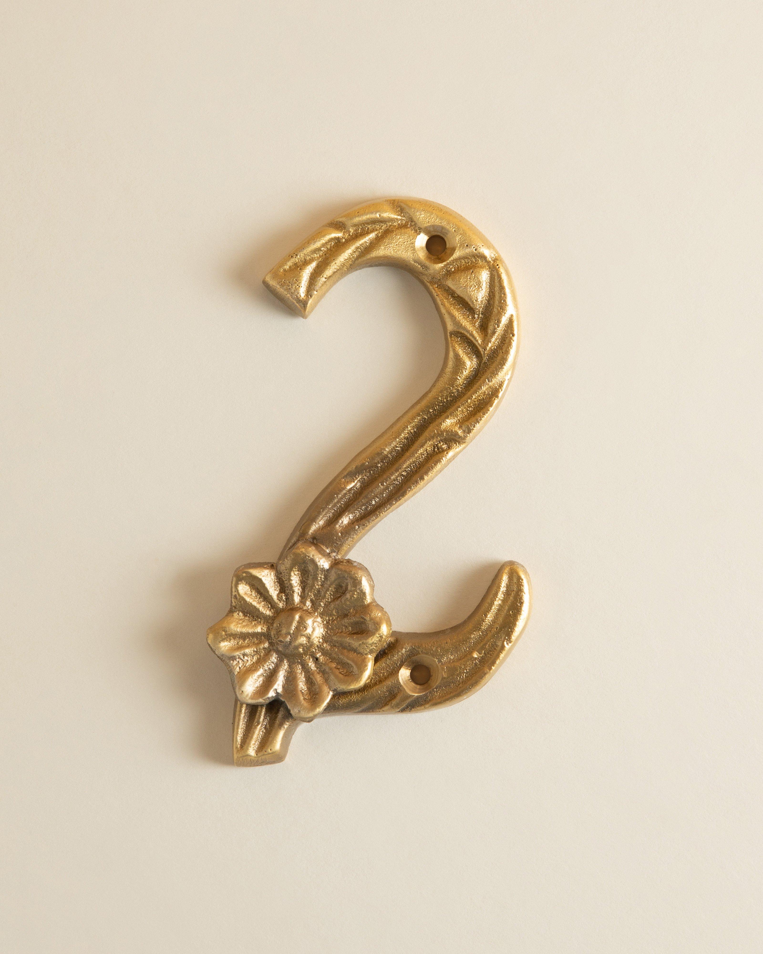 Brass Floral House Number - 2 -  Gold