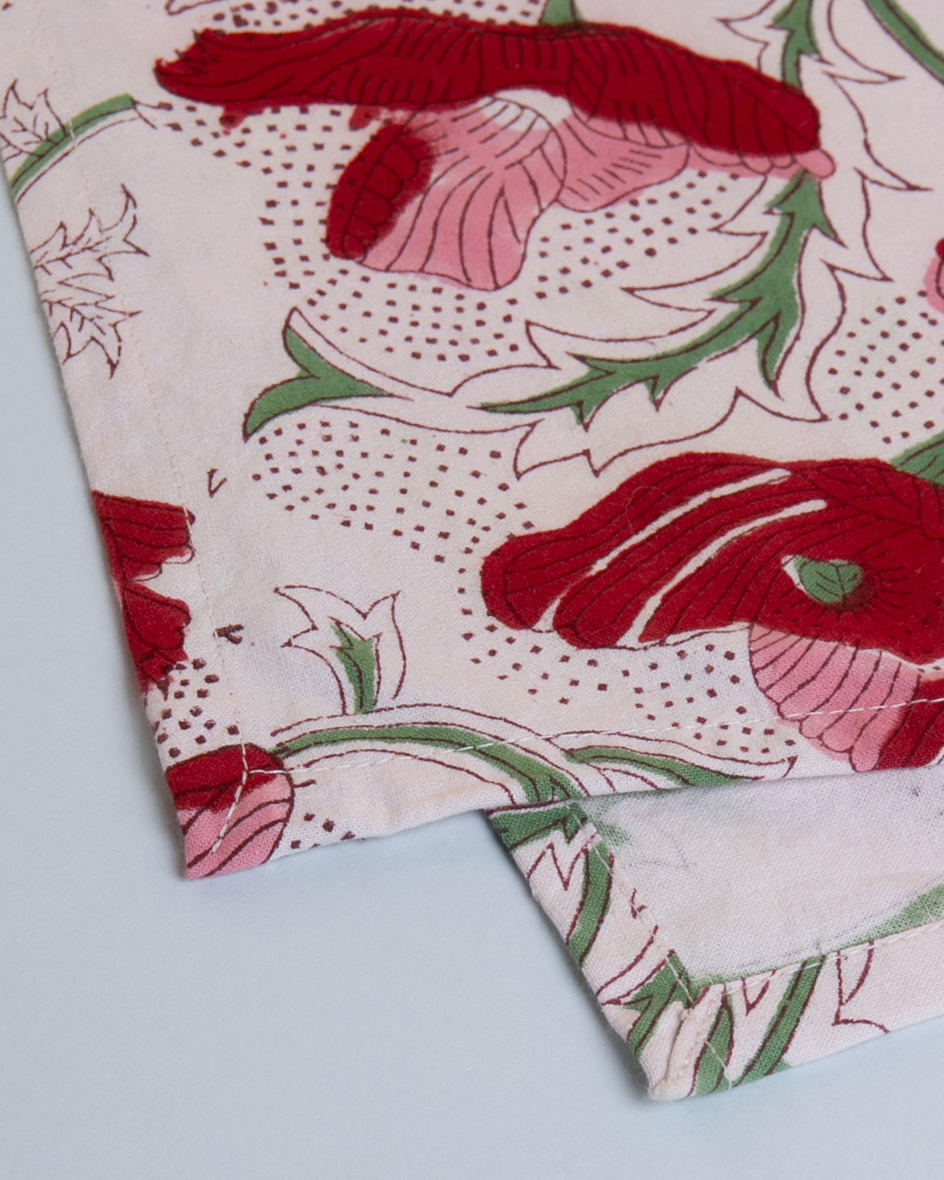  Tilli Block Print Napkin Set -  Pink