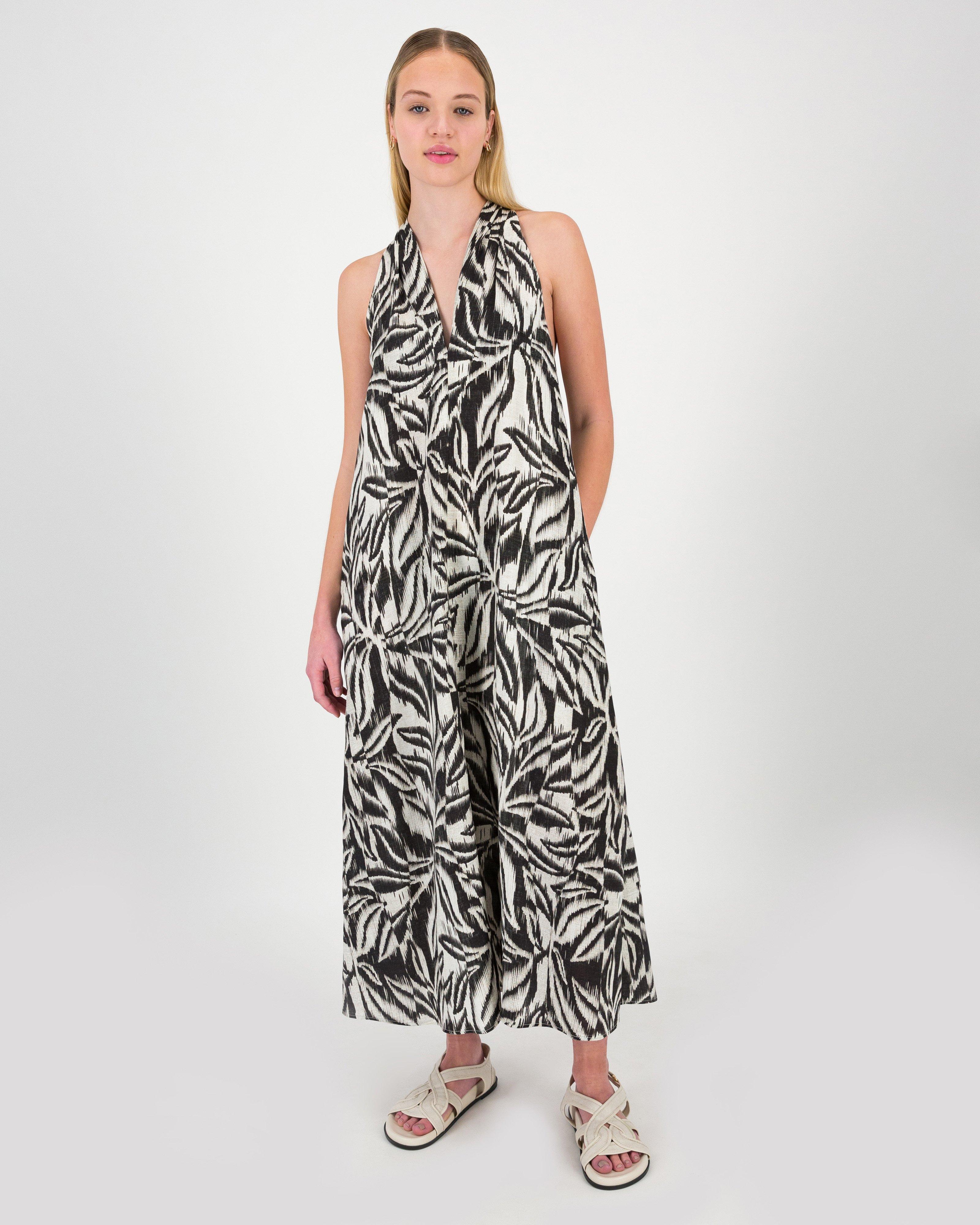 Connor Printed Dress -  Black