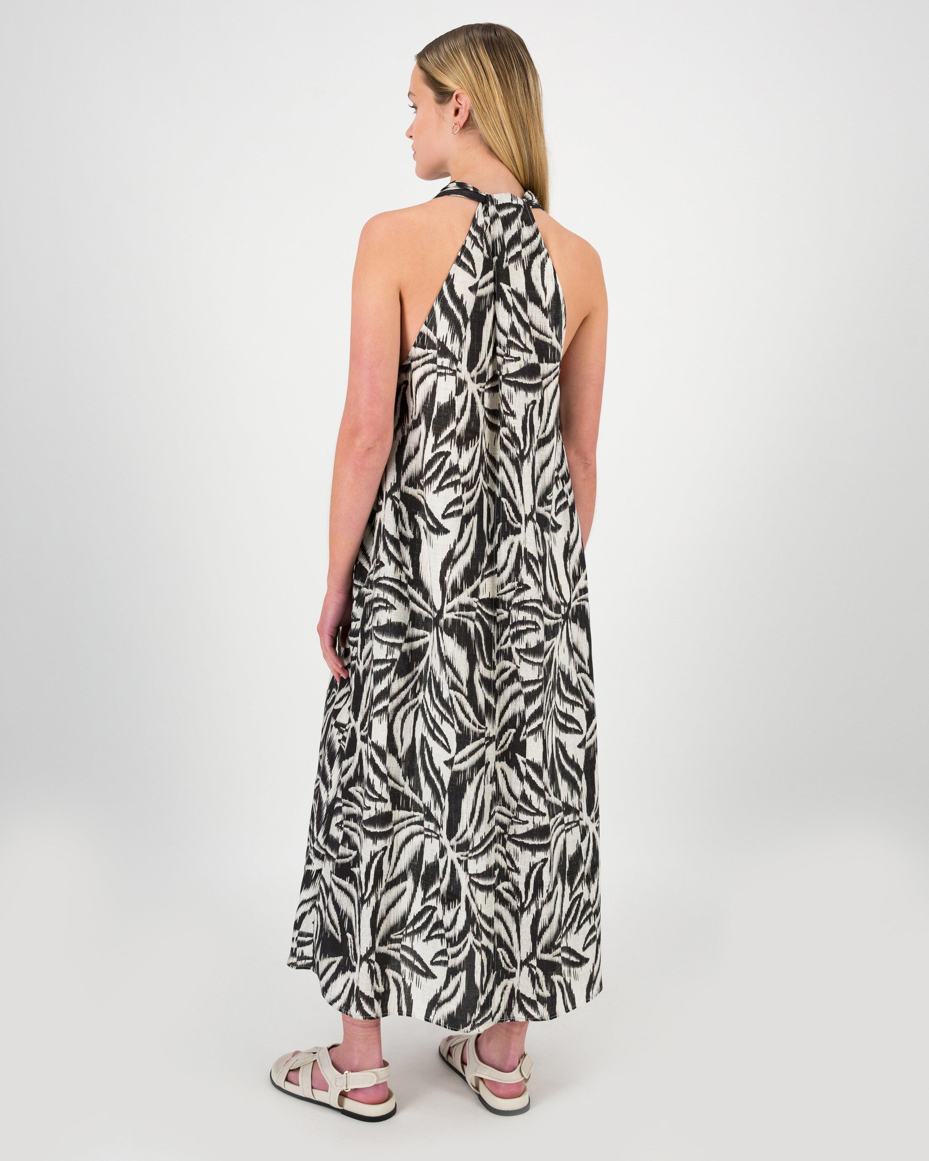 Connor Printed Dress -  Black