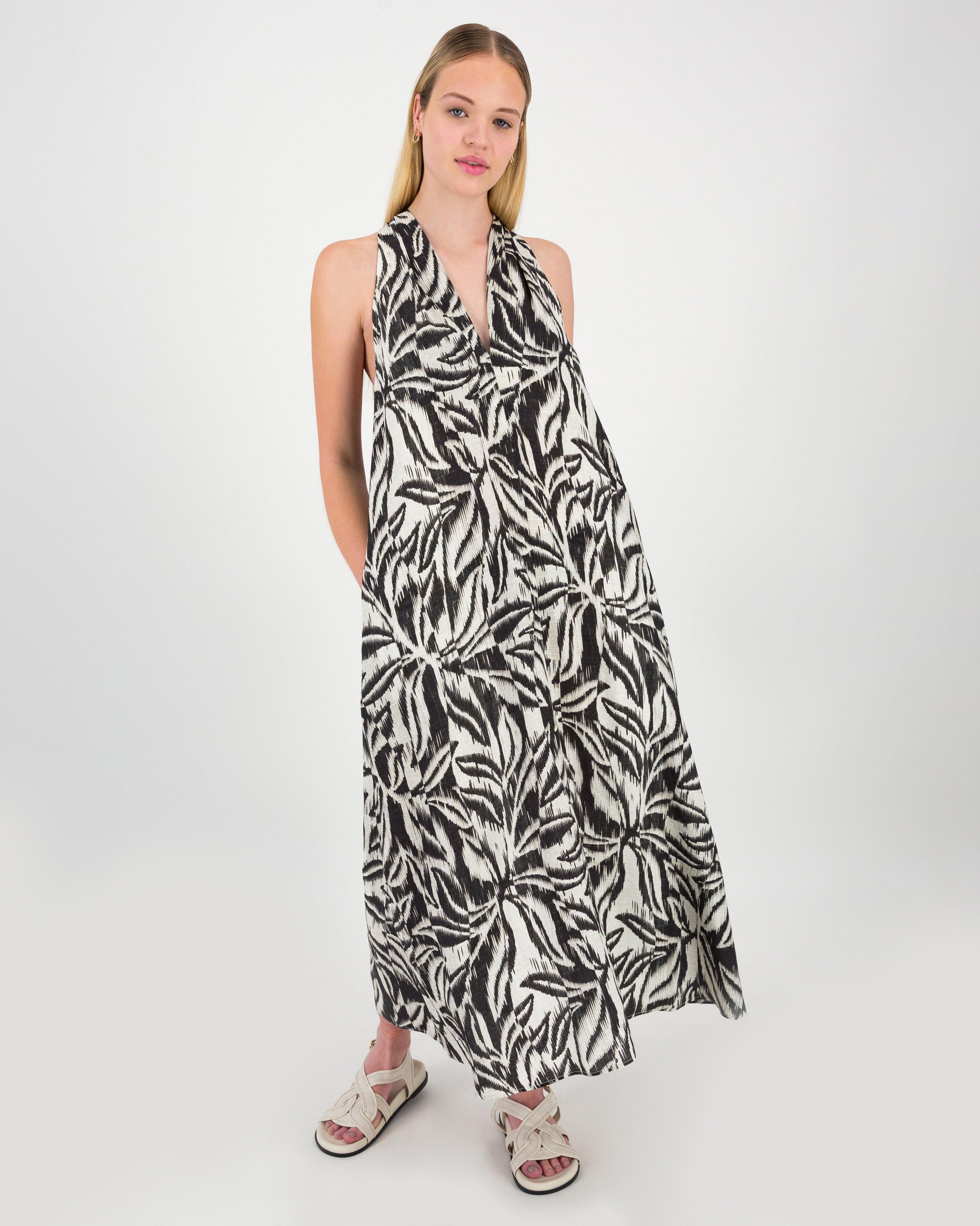 Connor Printed Dress -  Black