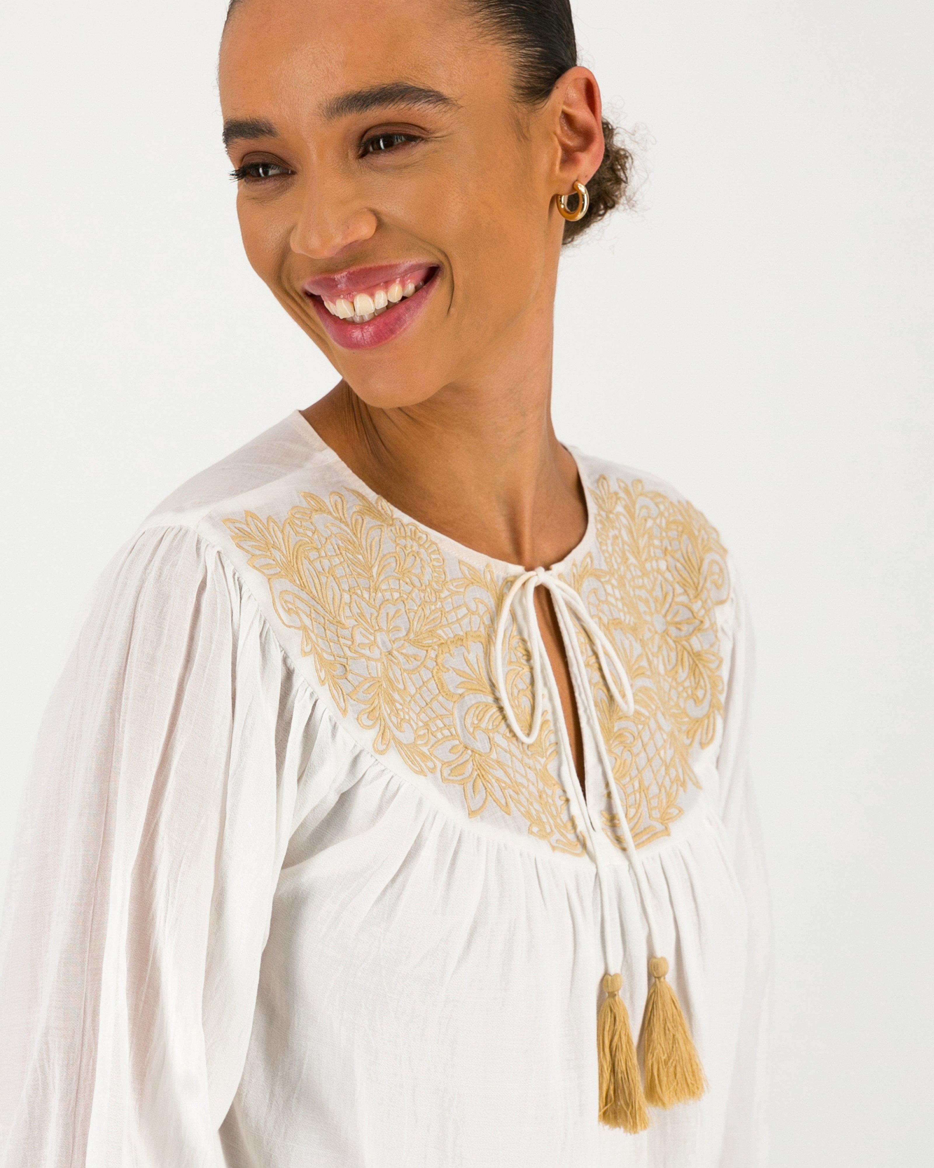 Rare Earth Women’s Priya Embroidered Blouse -  Milk