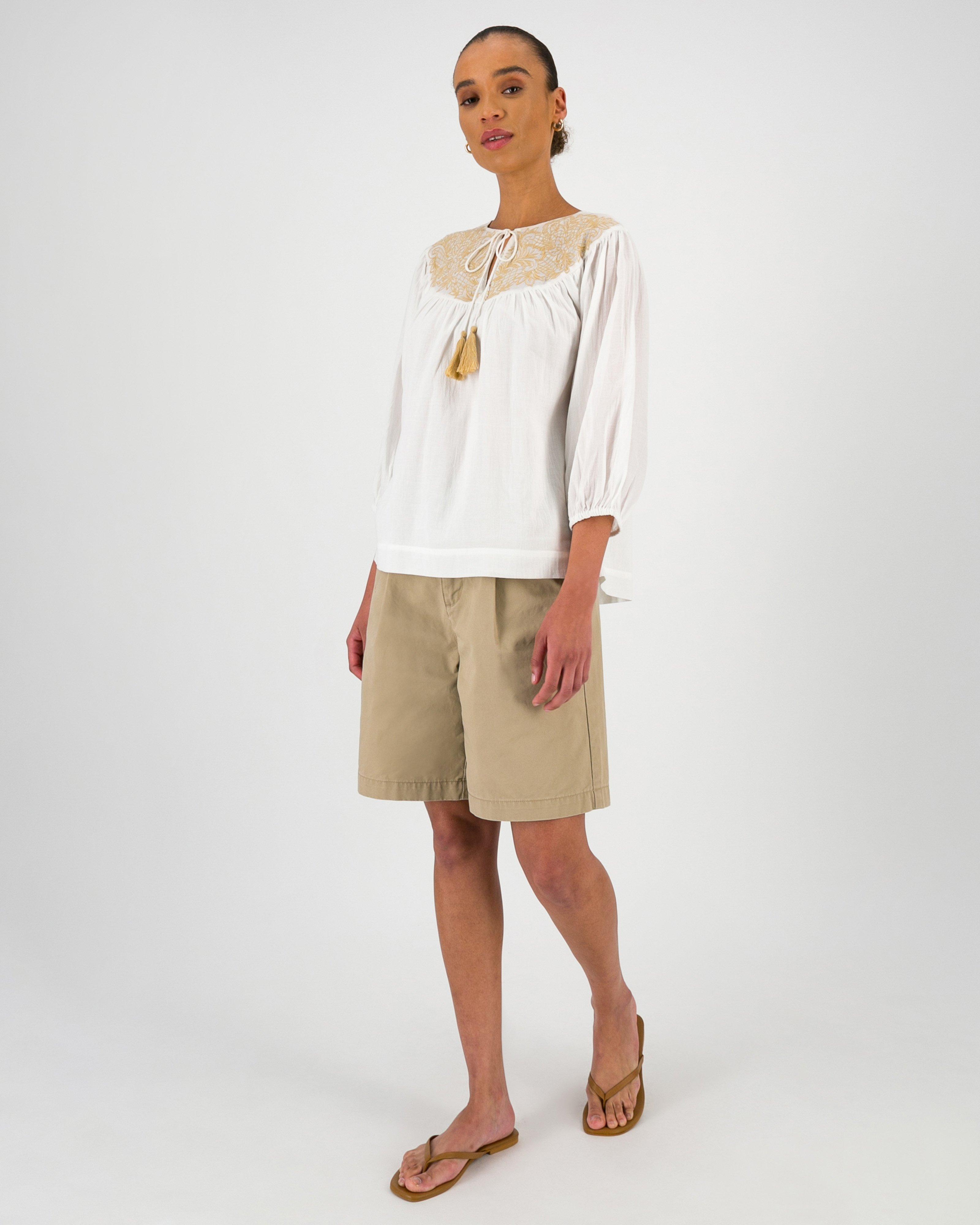 Rare Earth Women’s Priya Embroidered Blouse -  Milk