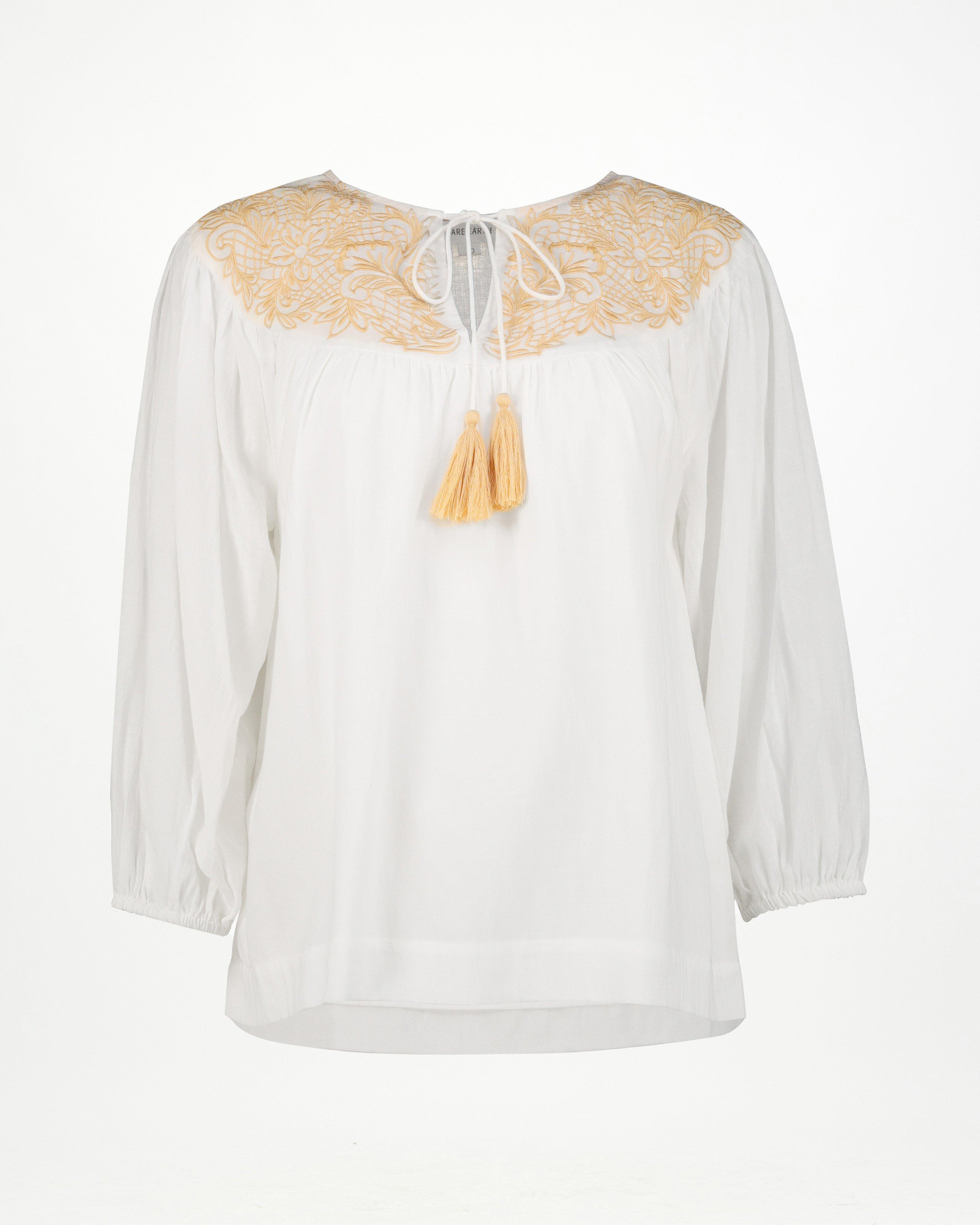 Rare Earth Women’s Priya Embroidered Blouse -  Milk