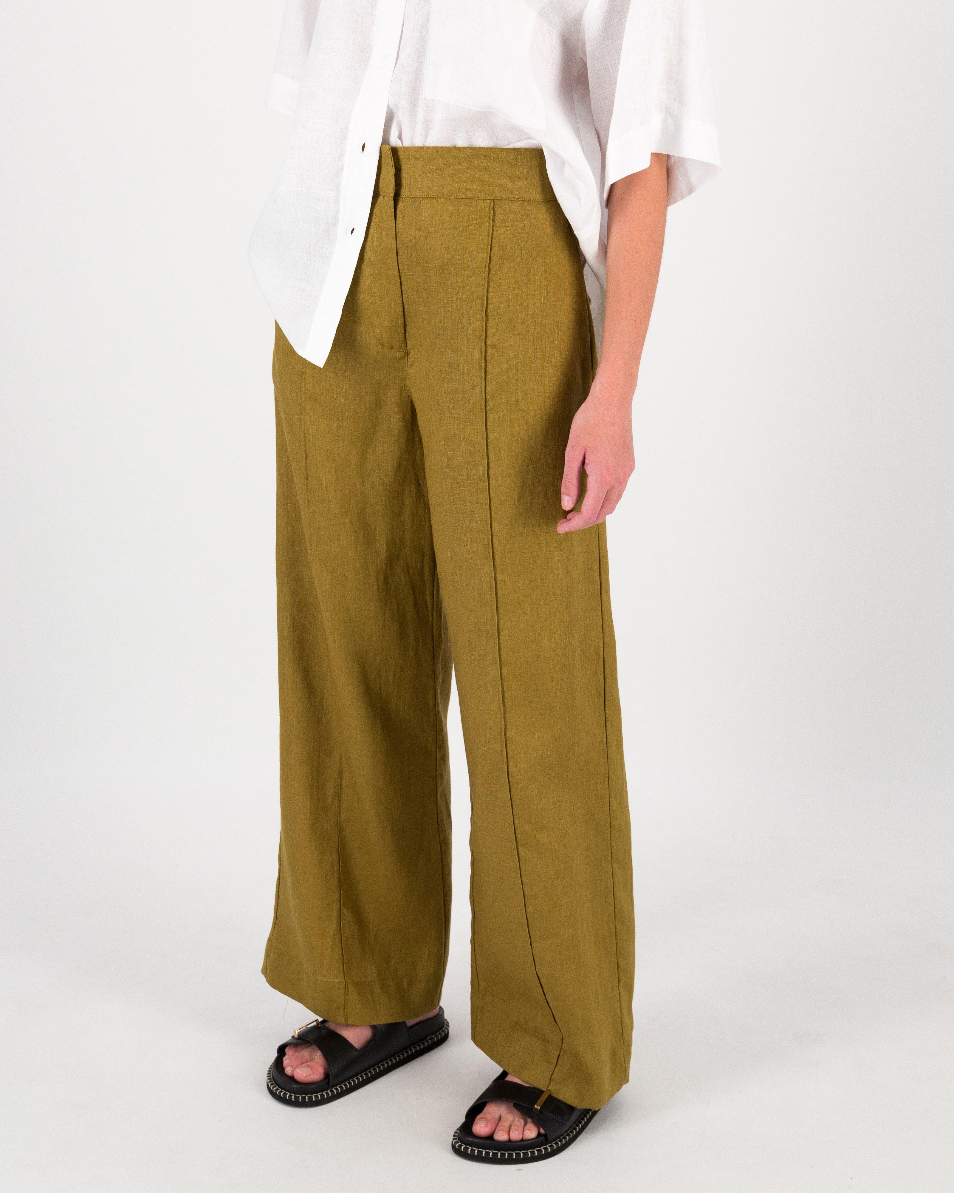 Cleo Linen Pant -  Brown