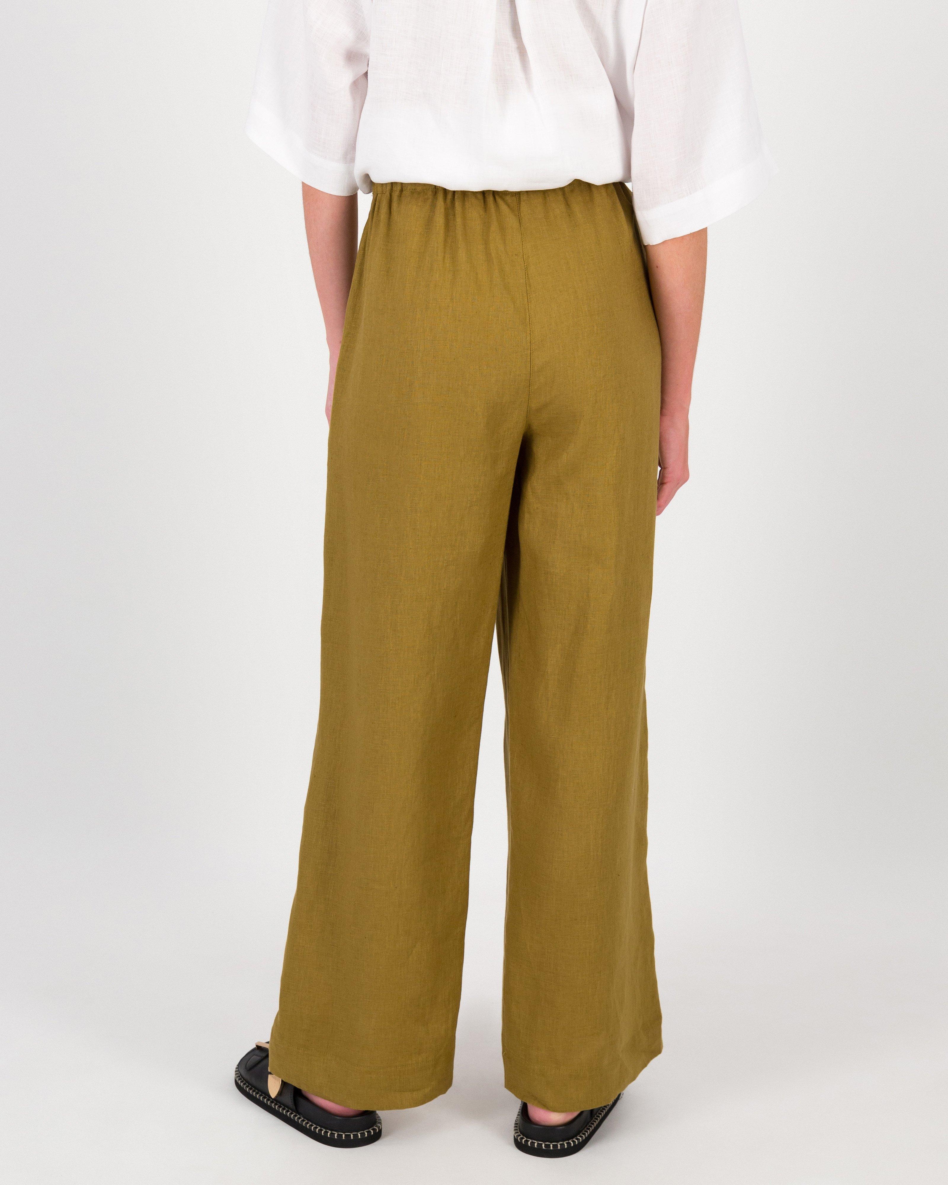 Cleo Linen Pant -  Brown