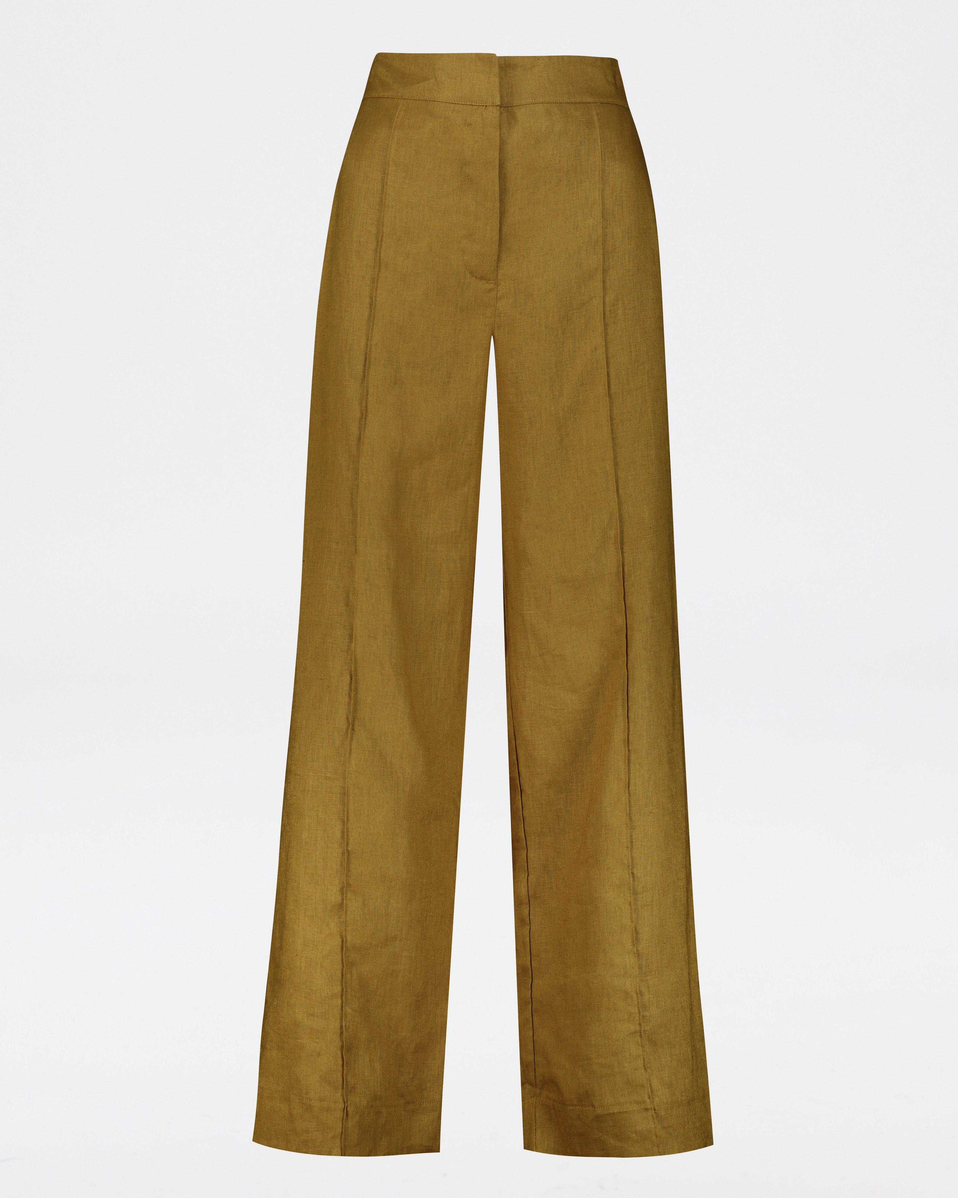 Cleo Linen Pant -  Brown