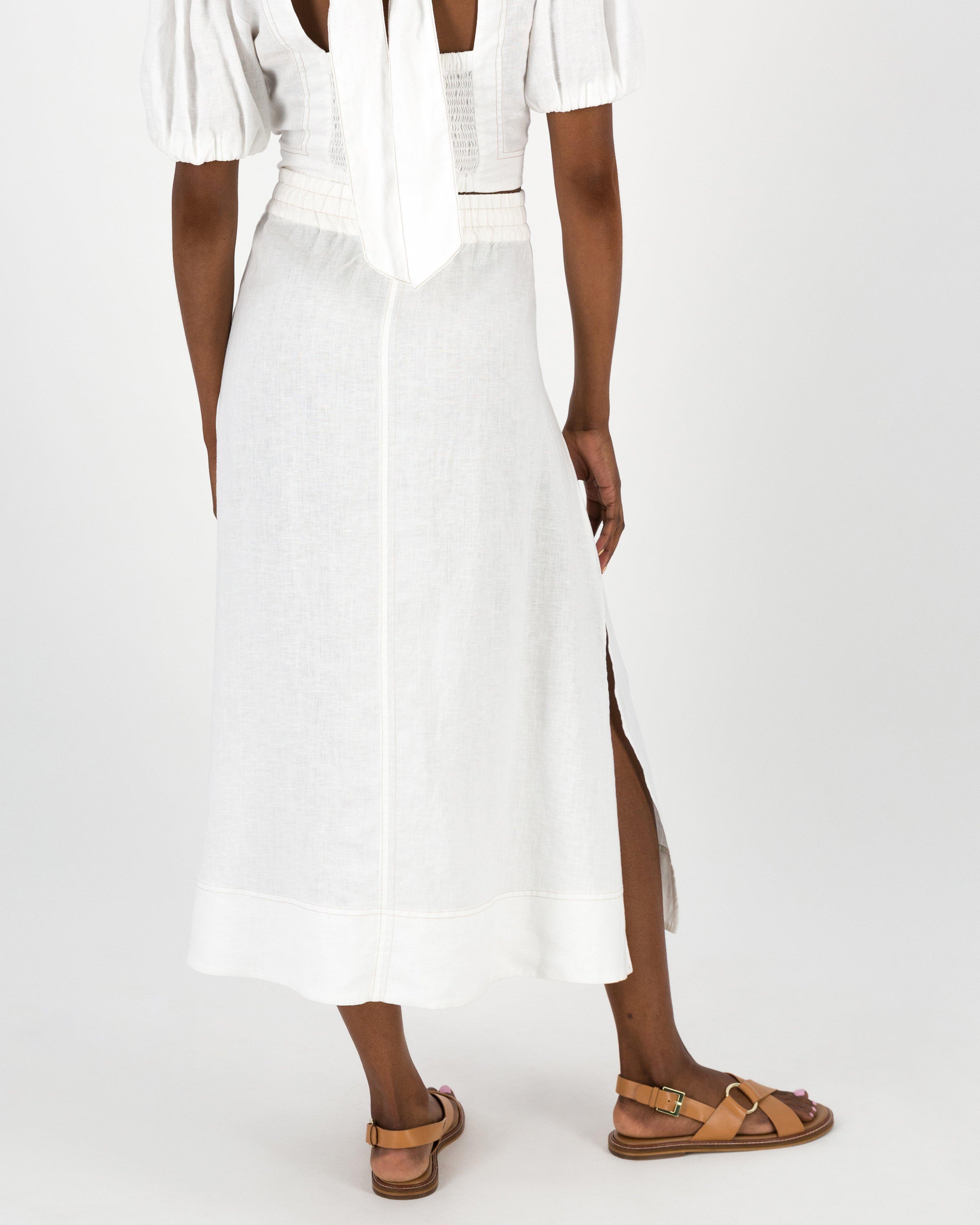 Sila Linen Skirt -  White