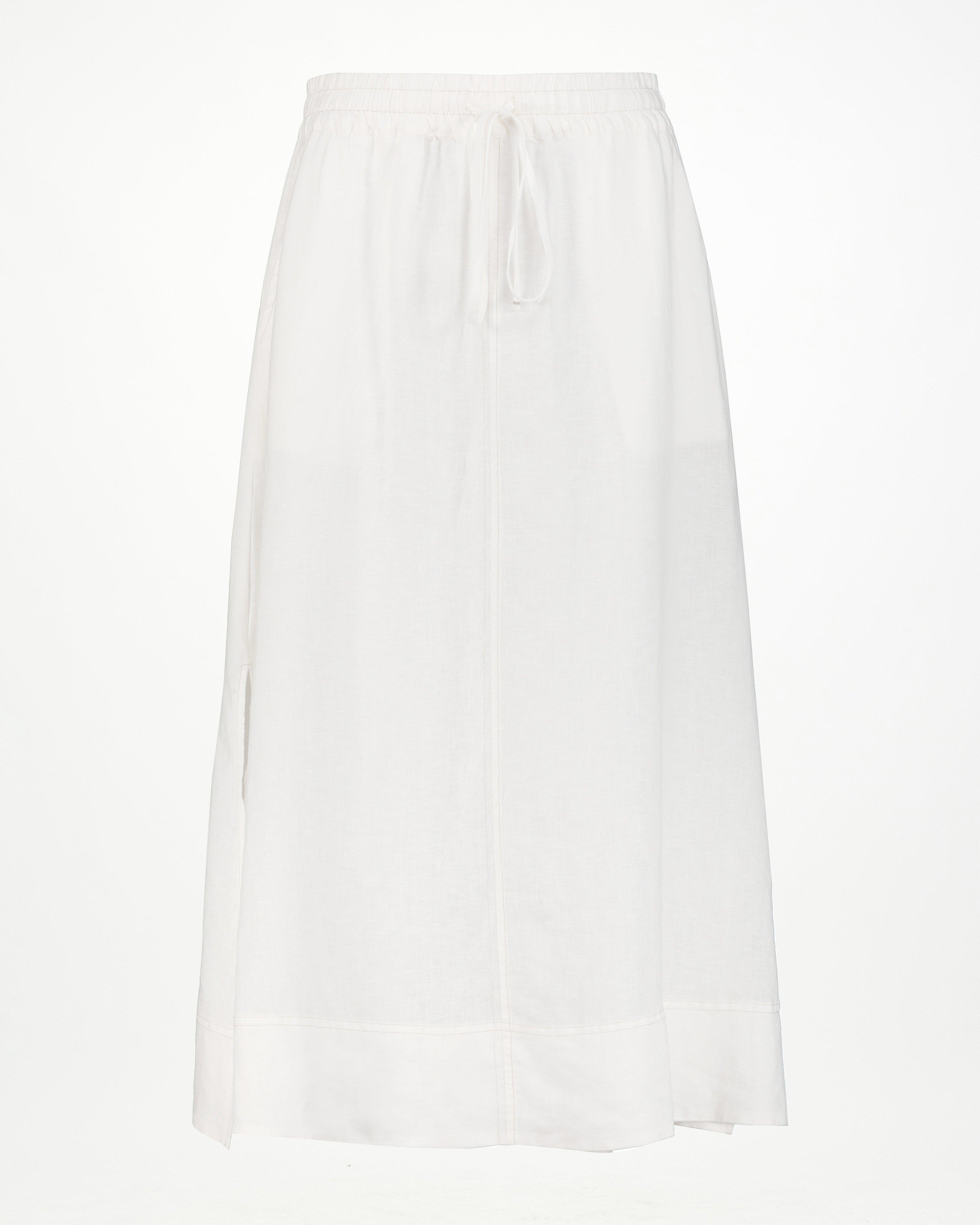 Sila Linen Skirt -  White