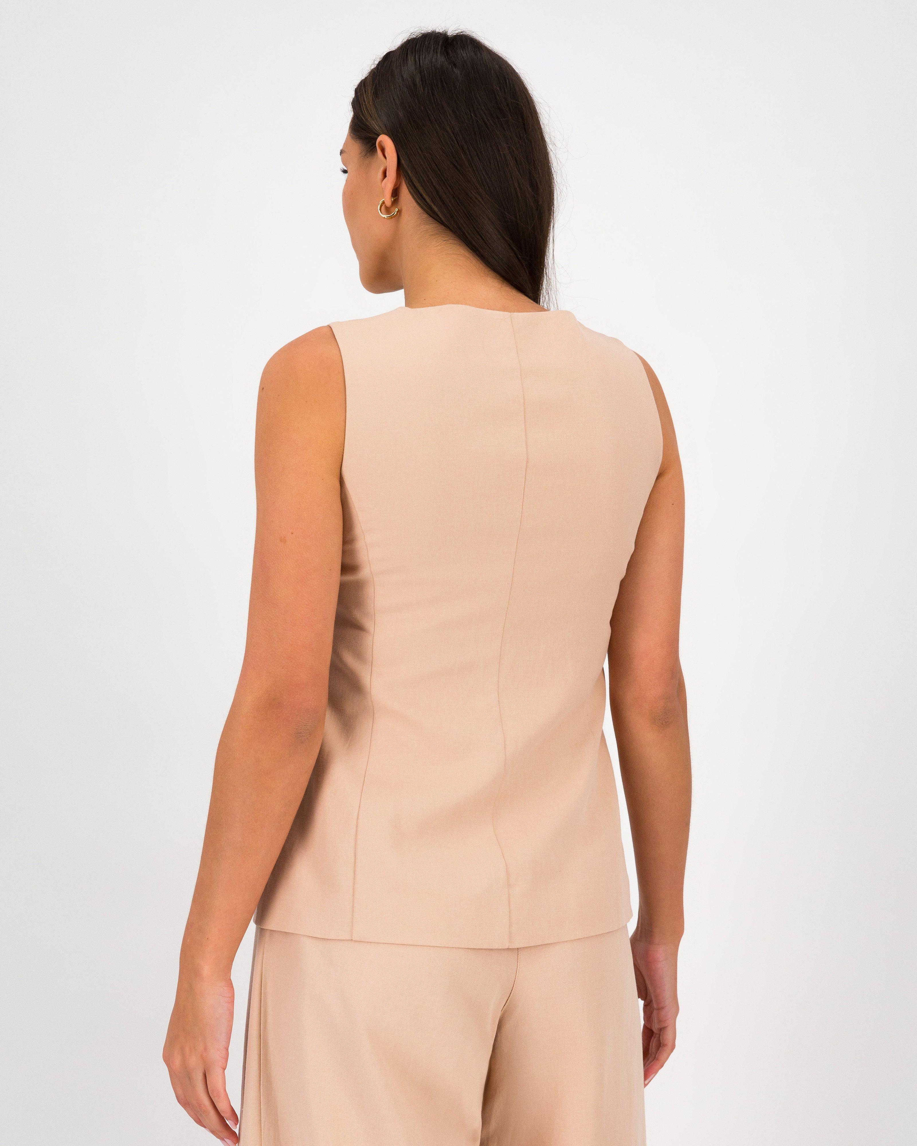 Maggie Longer Length Waistcoat -  Light Pink