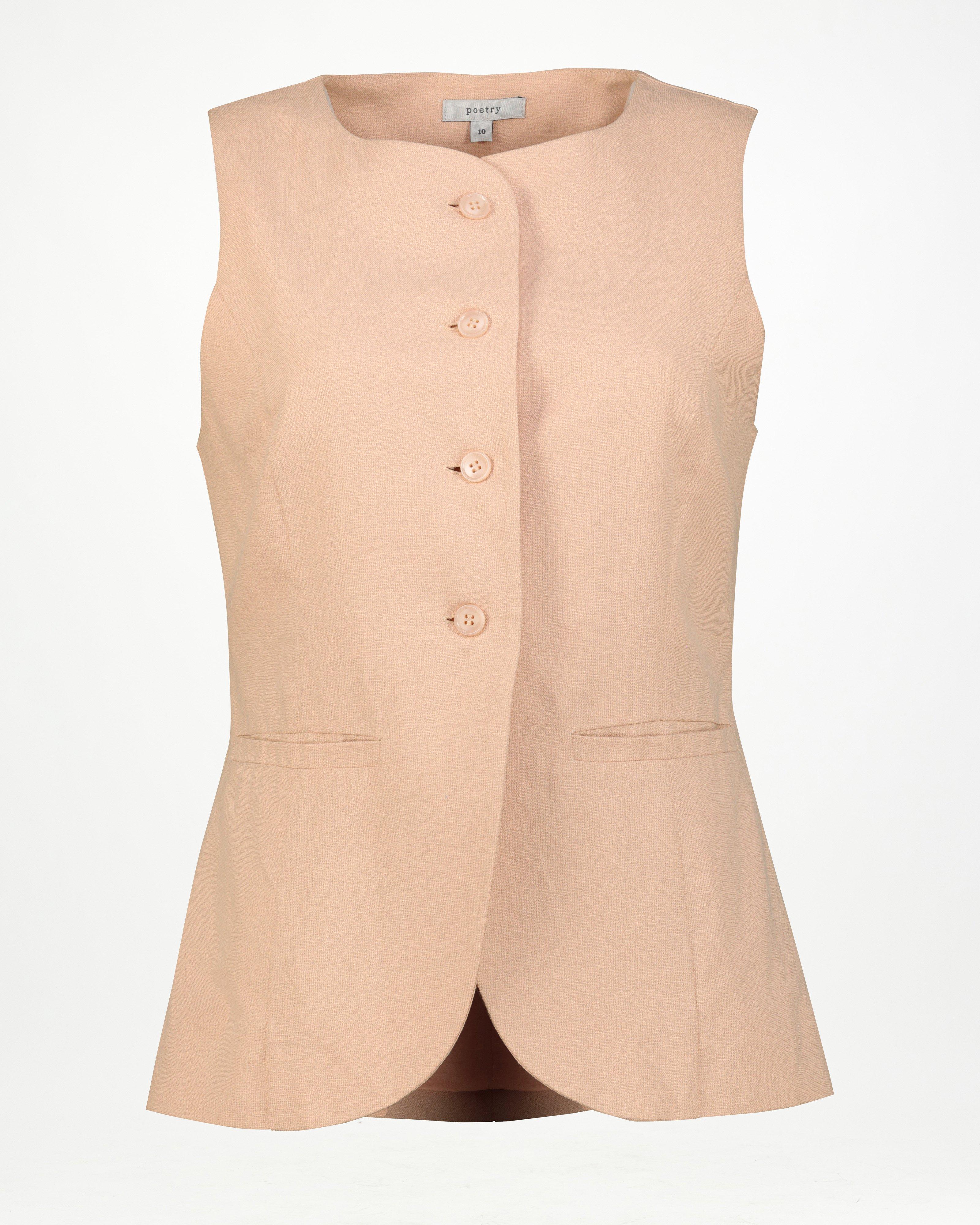 Maggie Longer Length Waistcoat -  Light Pink