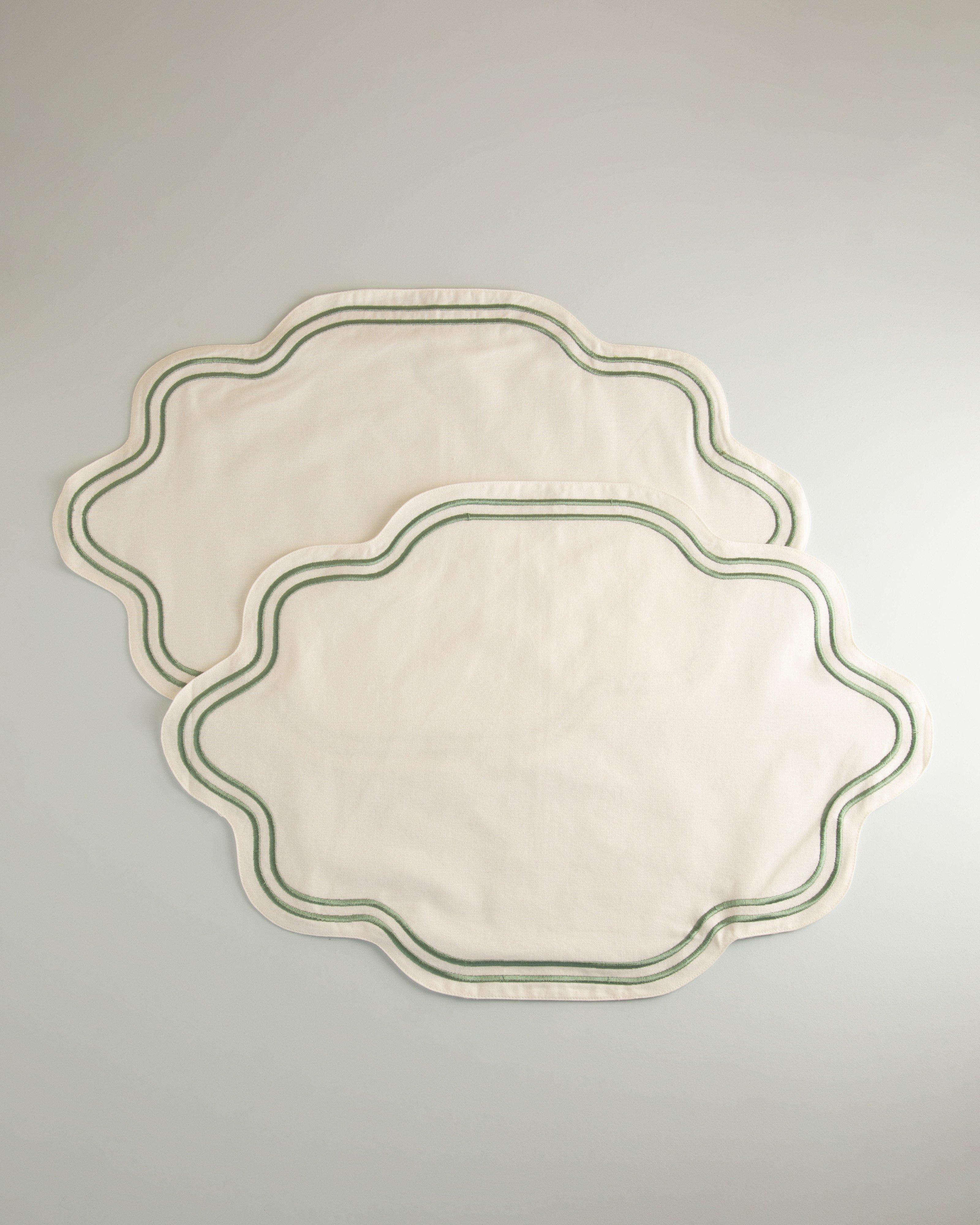 Winona Embroidered Placemat Set -  Green