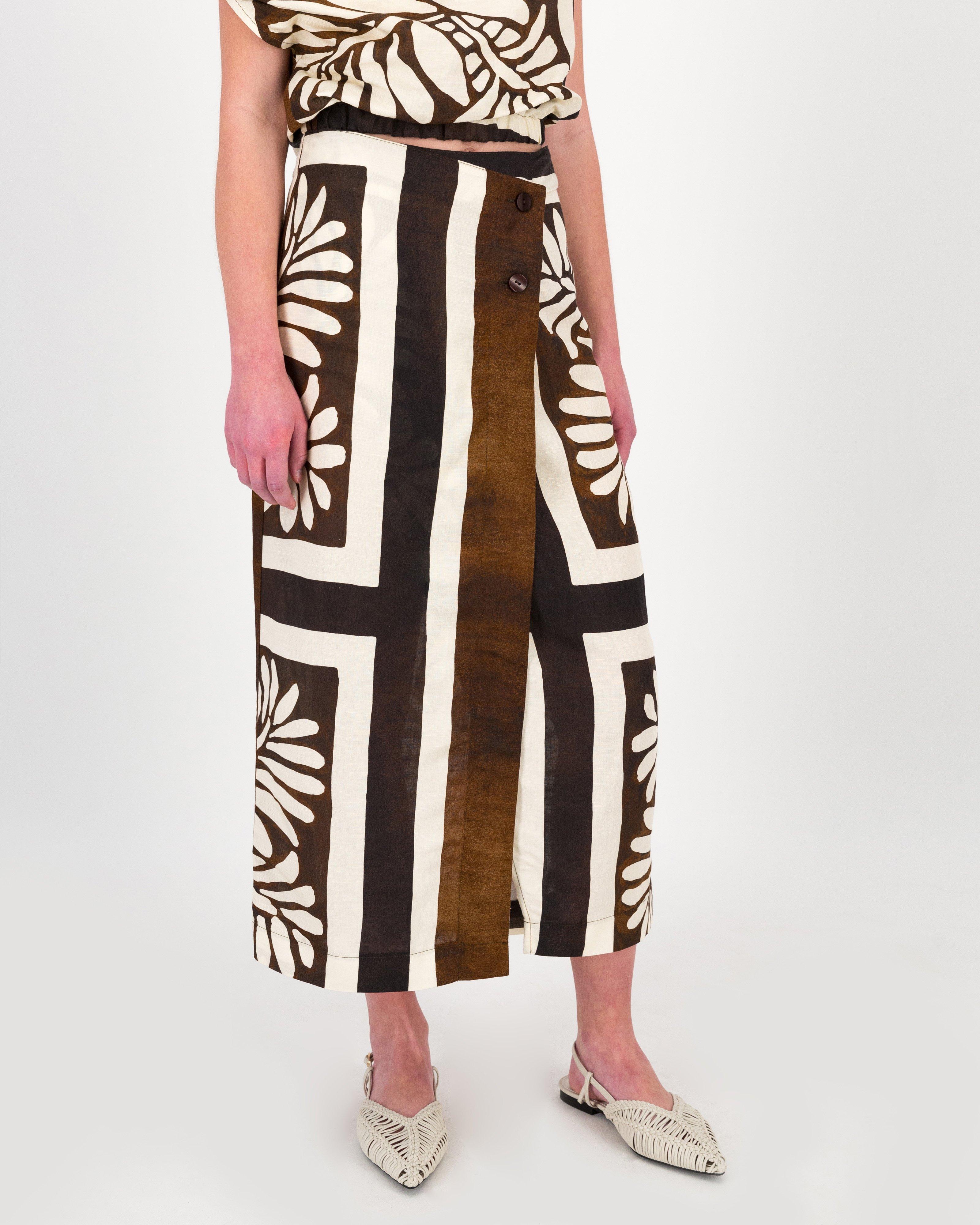 Sheree Printed Skirt -  Brown