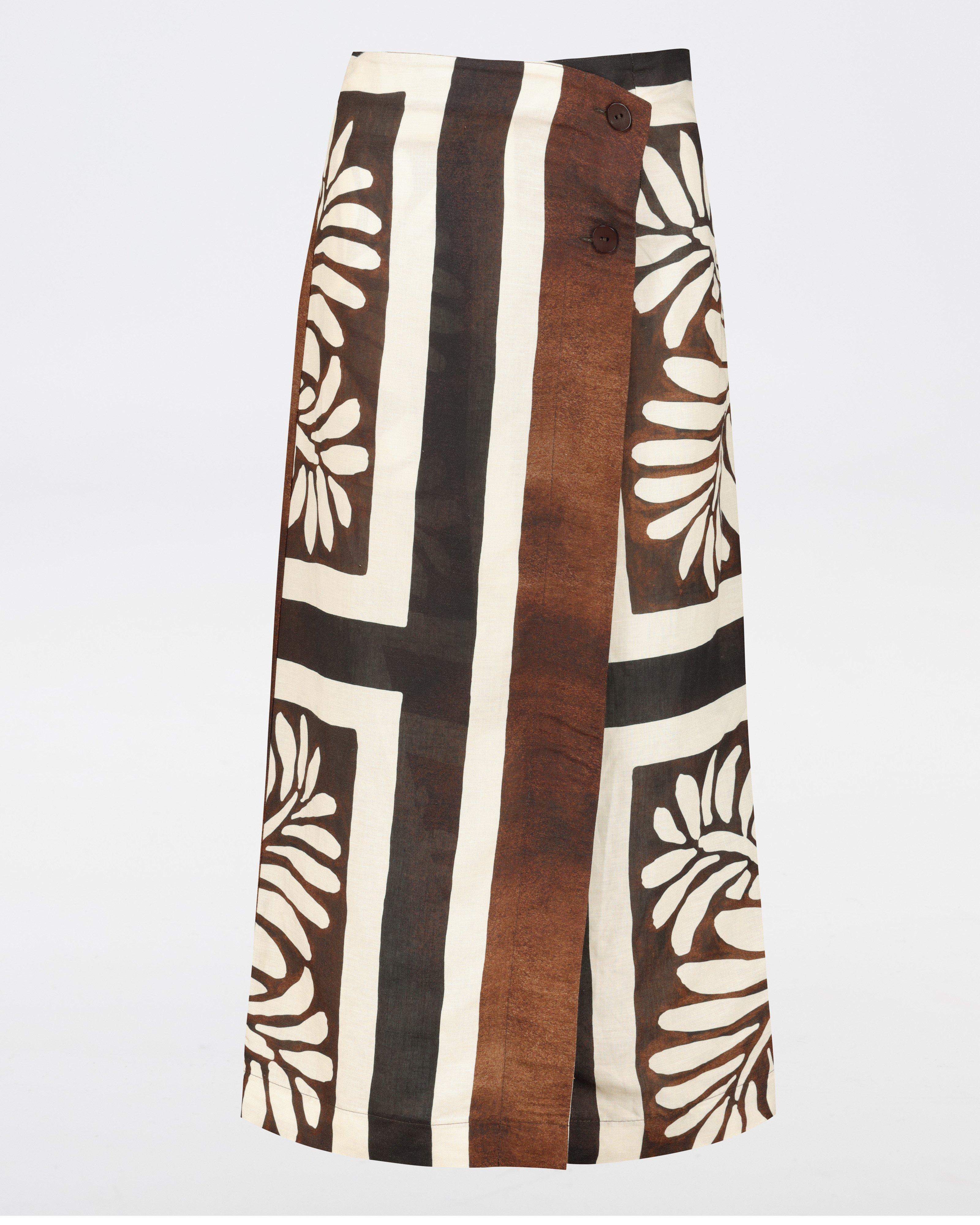 Sheree Printed Skirt -  Brown