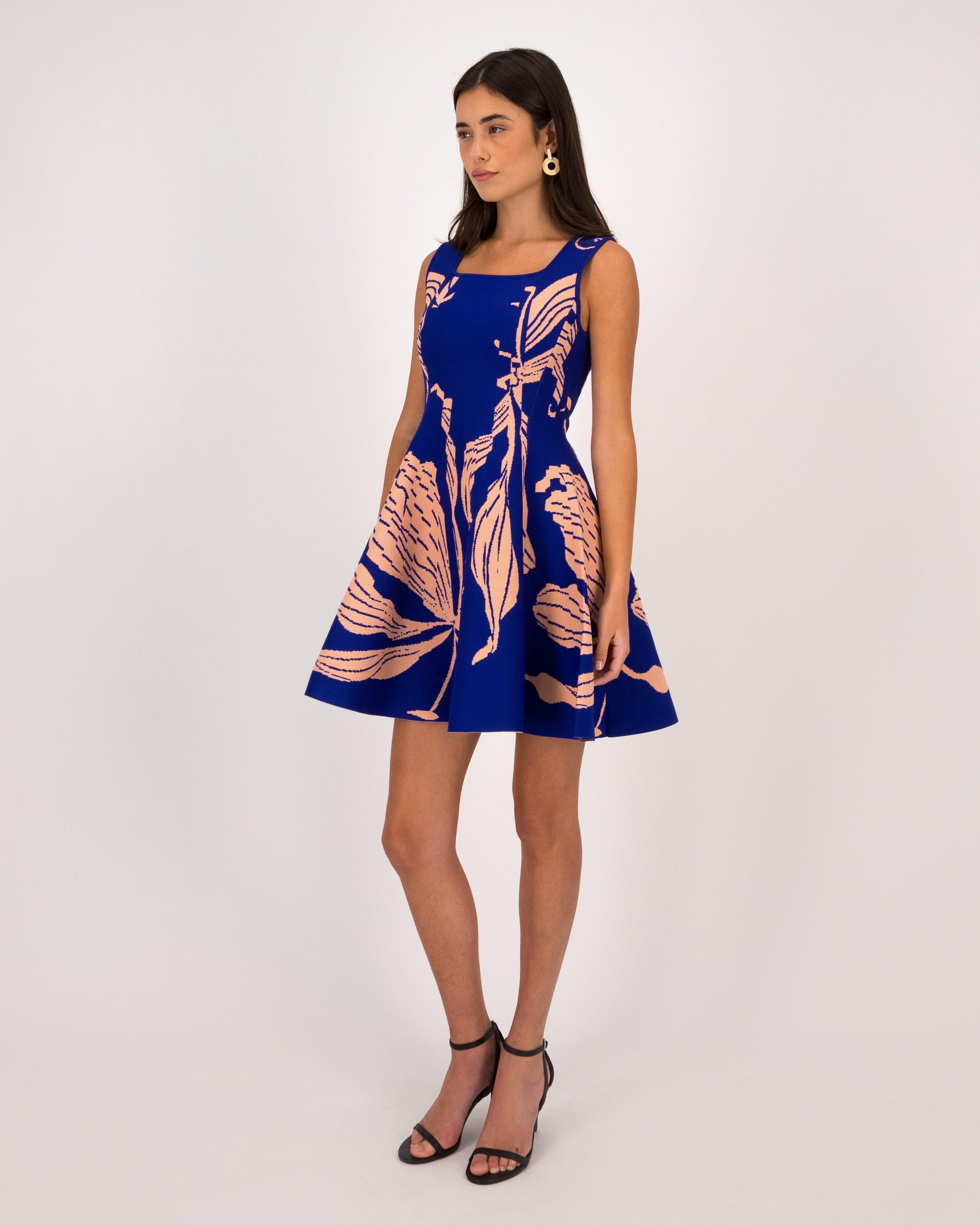 Baker Intarsia Knitwear Short Dress -  Cobalt
