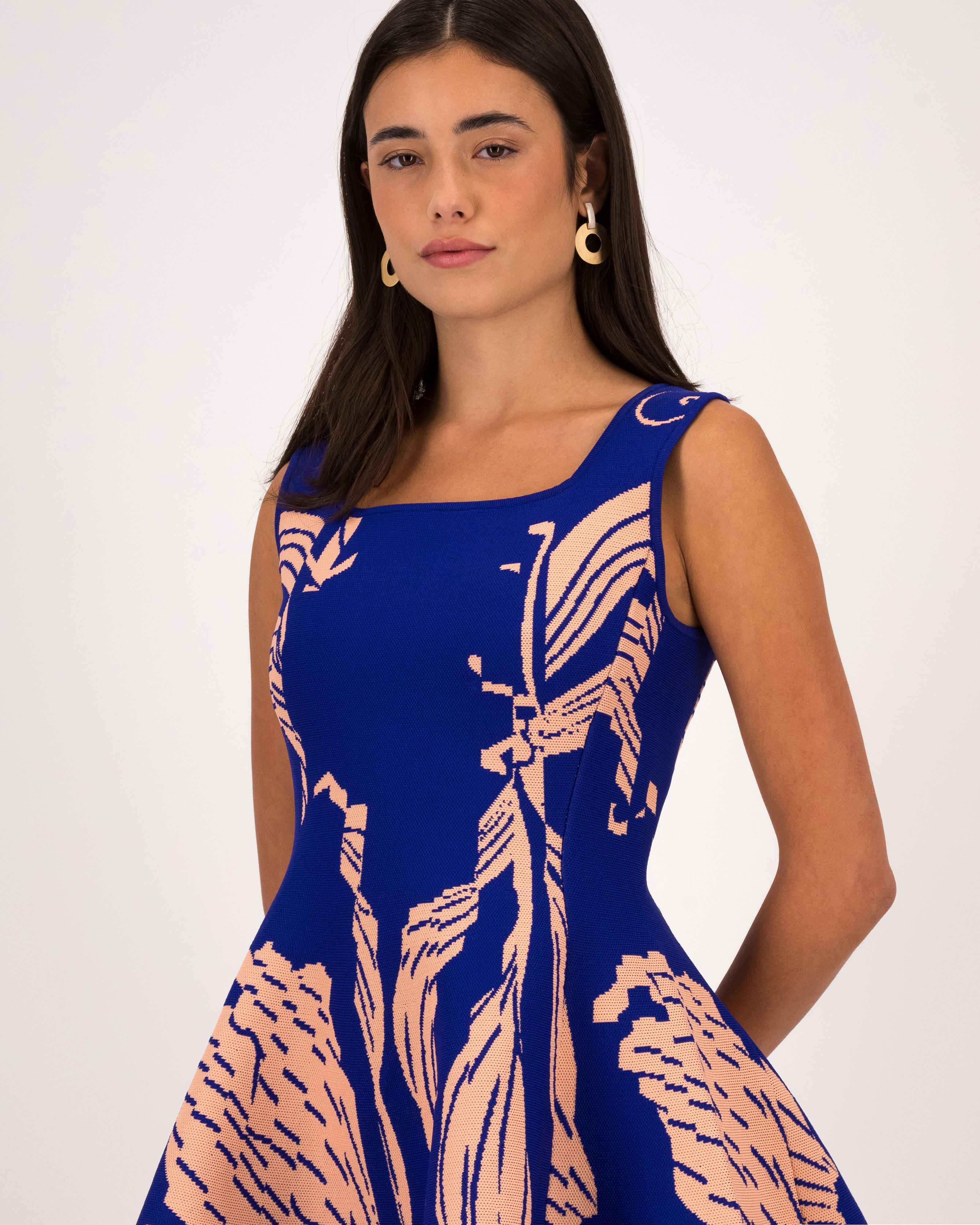 Baker Intarsia Knitwear Short Dress -  Cobalt