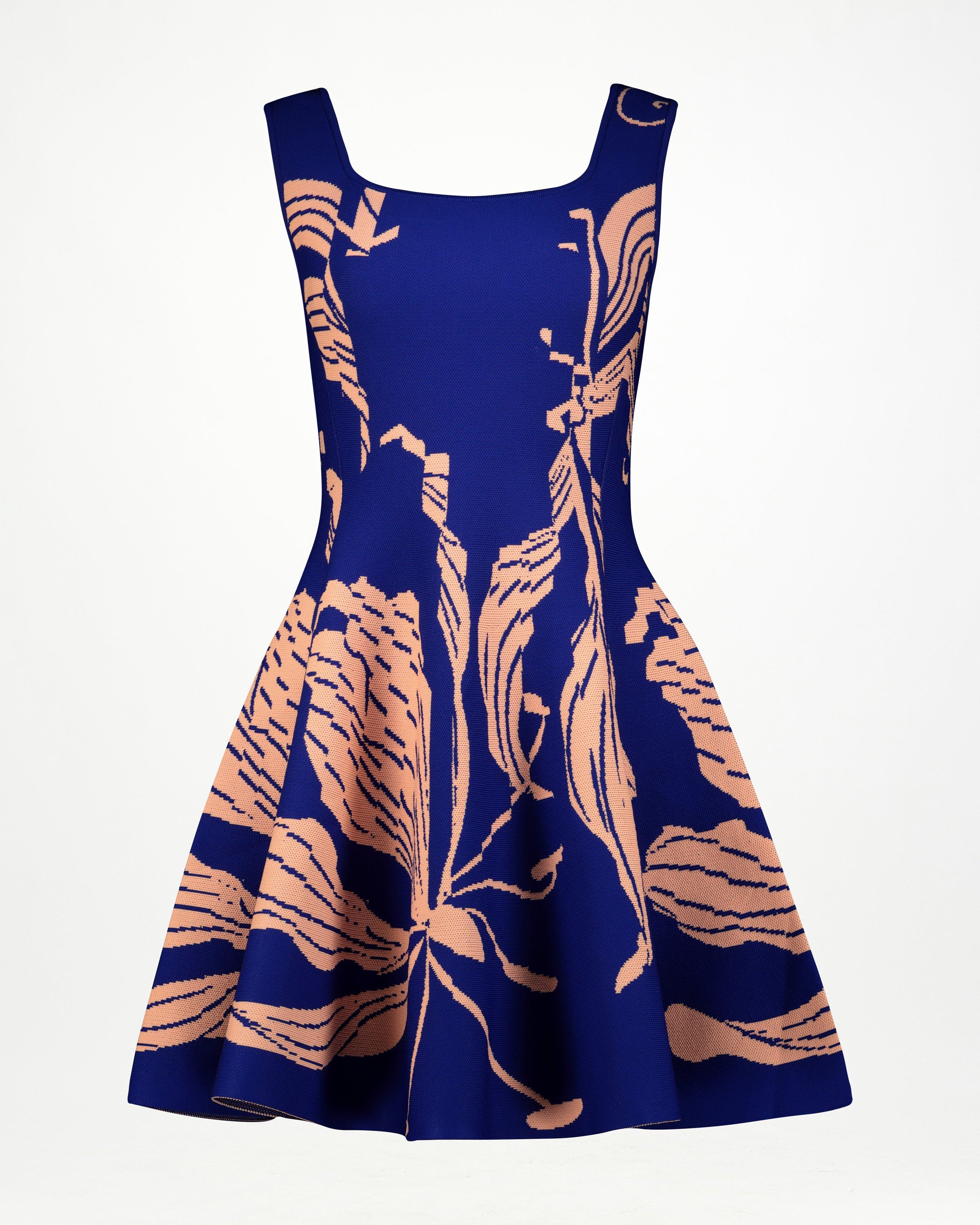 Baker Intarsia Knitwear Short Dress -  Cobalt