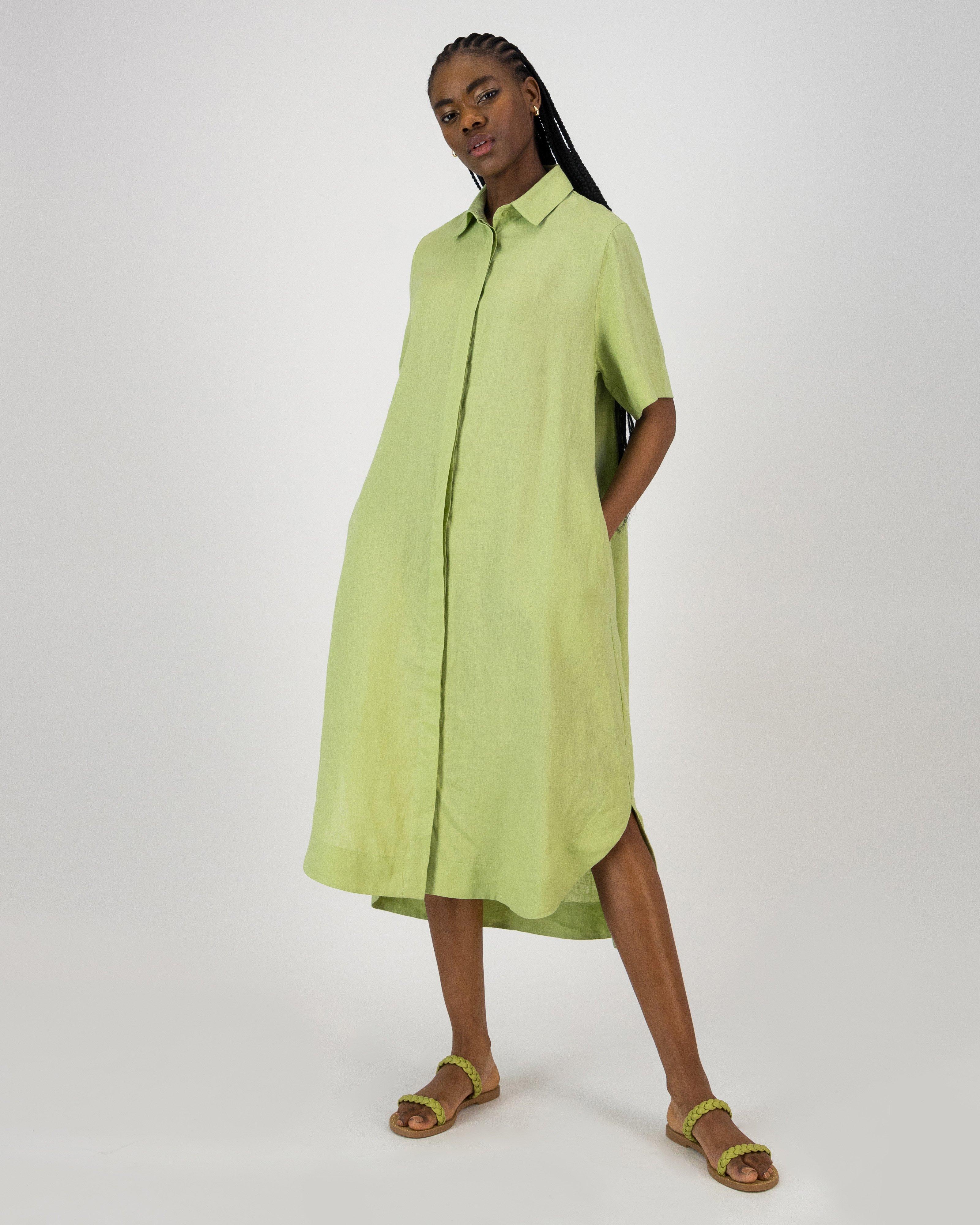 Carys Shirt Dress -  Green