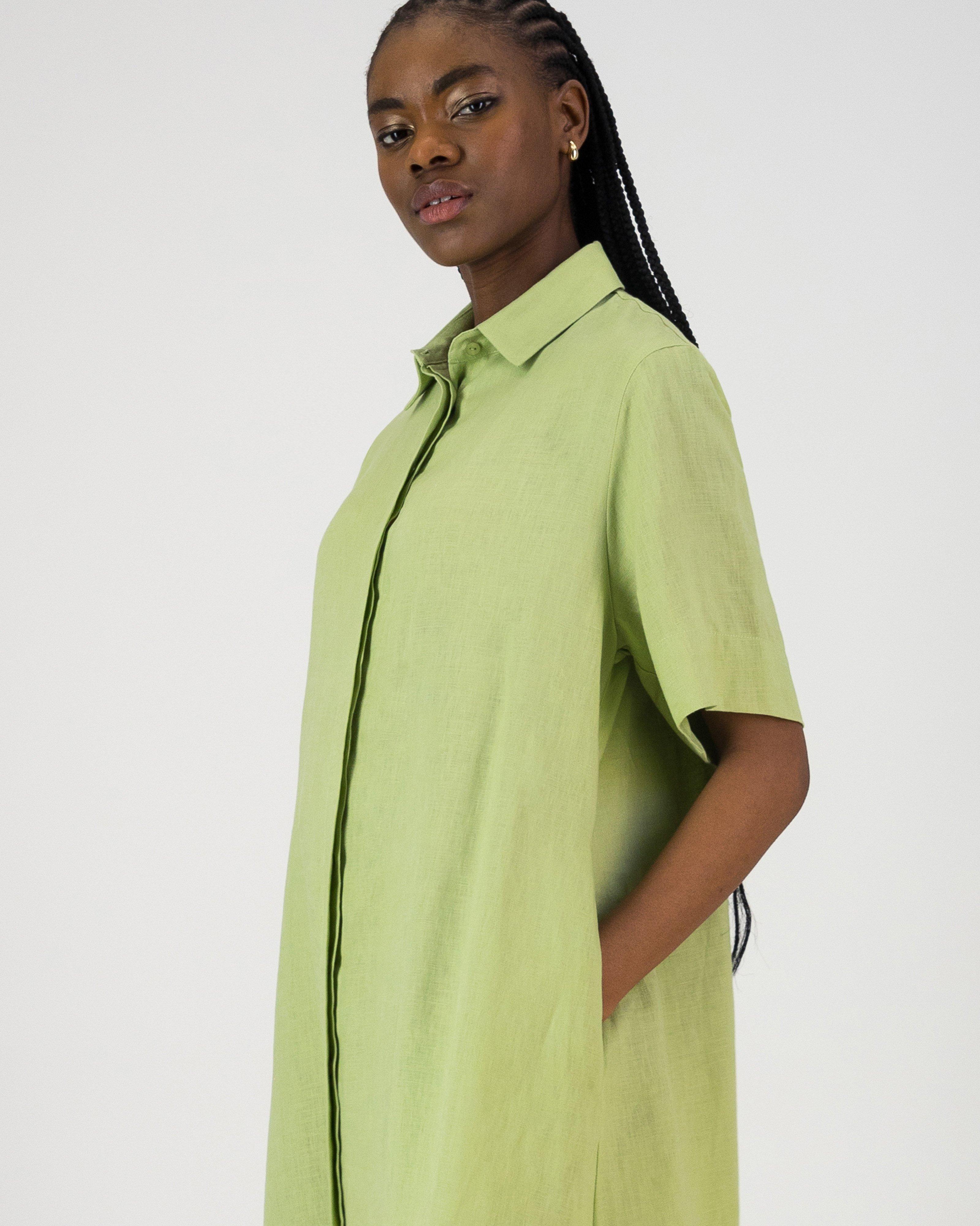 Carys Shirt Dress -  Green