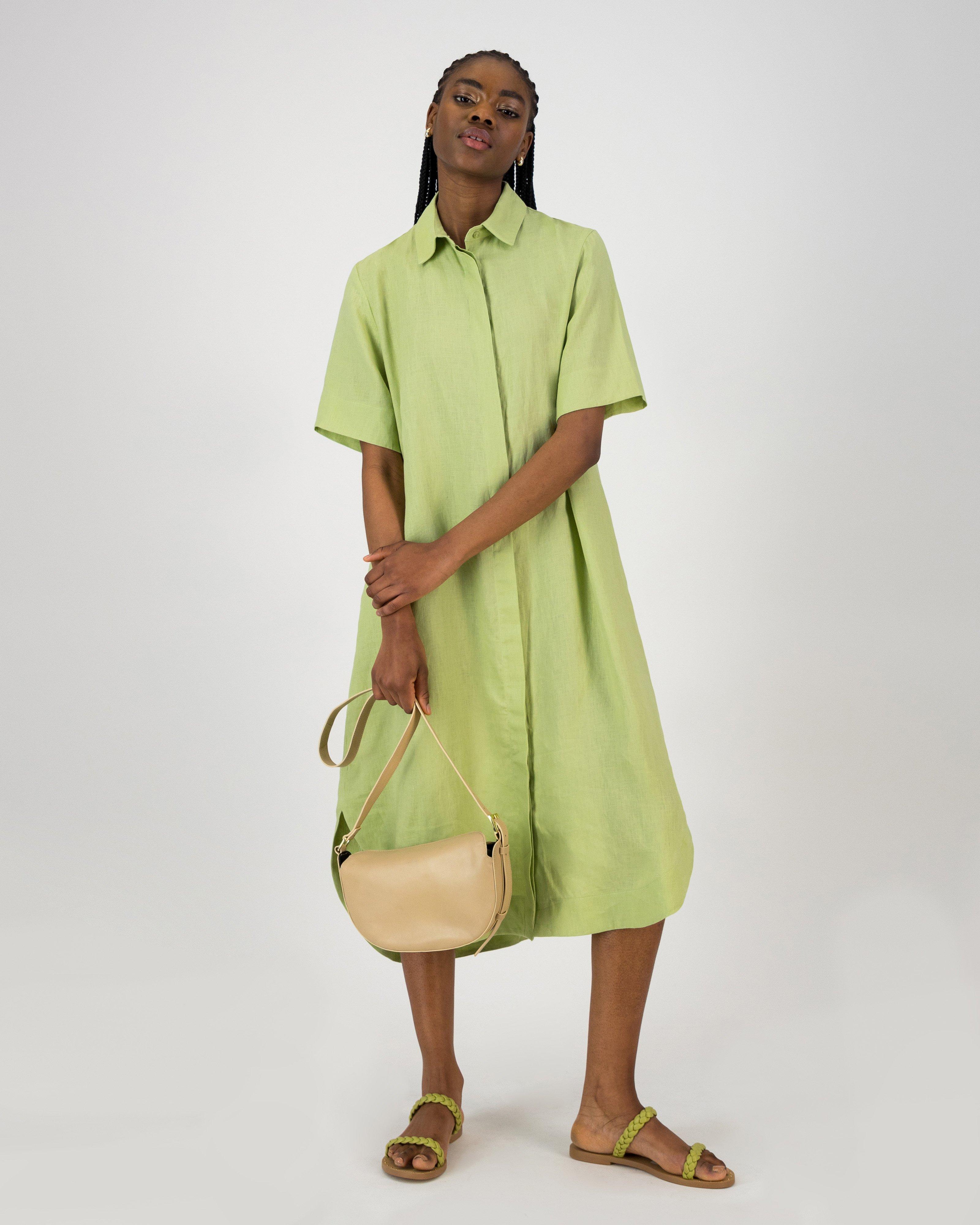 Carys Shirt Dress -  Green
