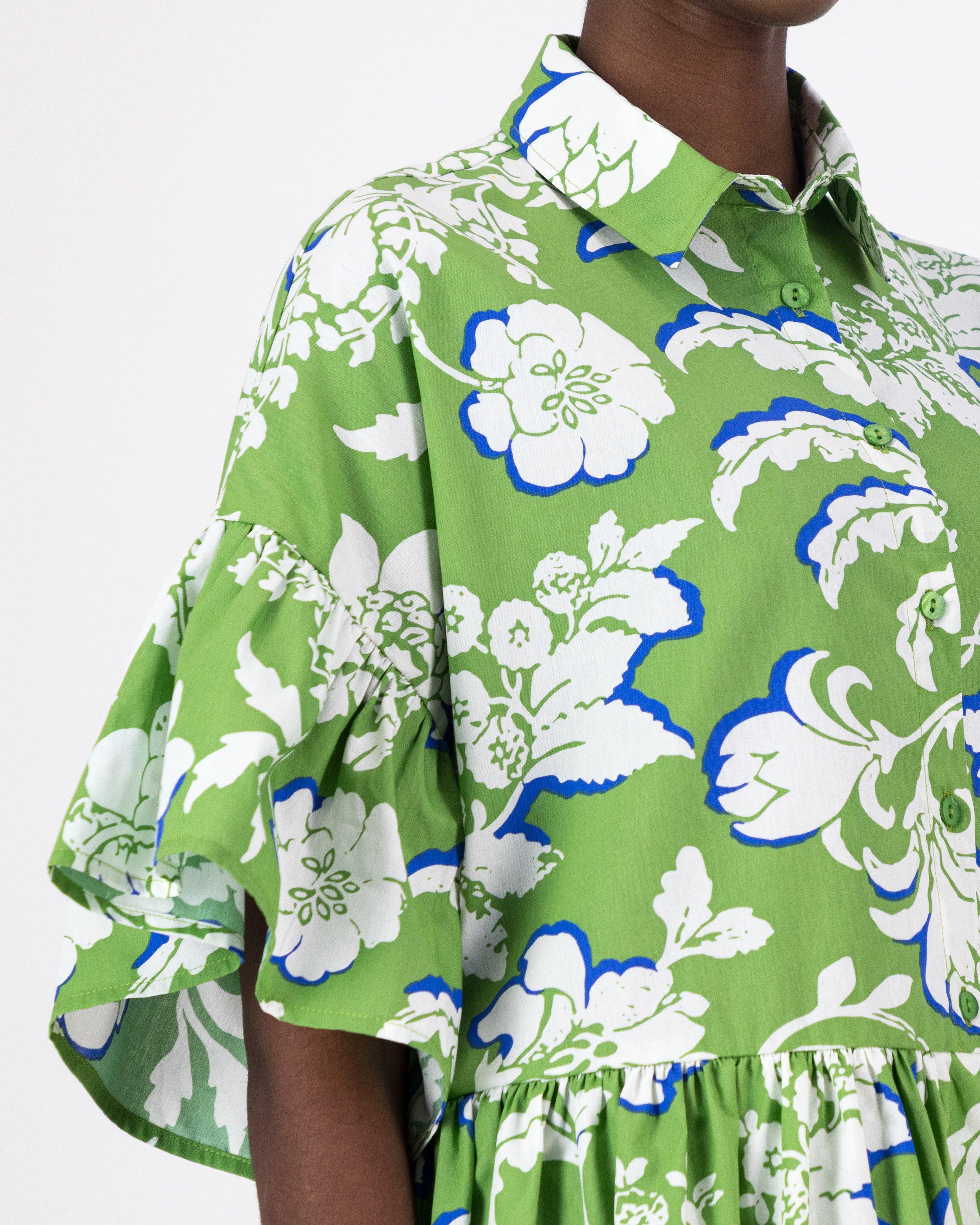 June Tiered Printed Dress -  Green