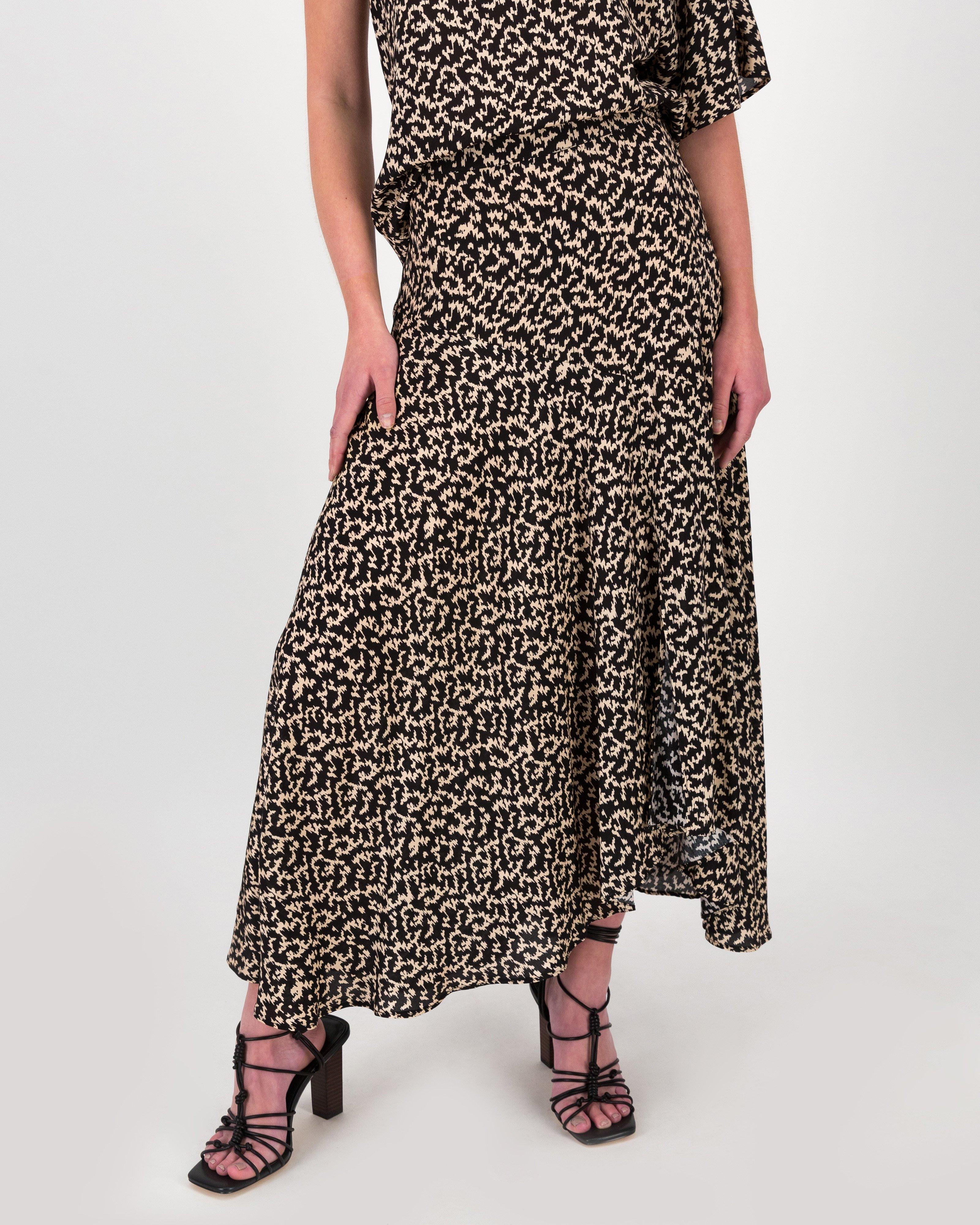 Jules Printed Skirt -  Black