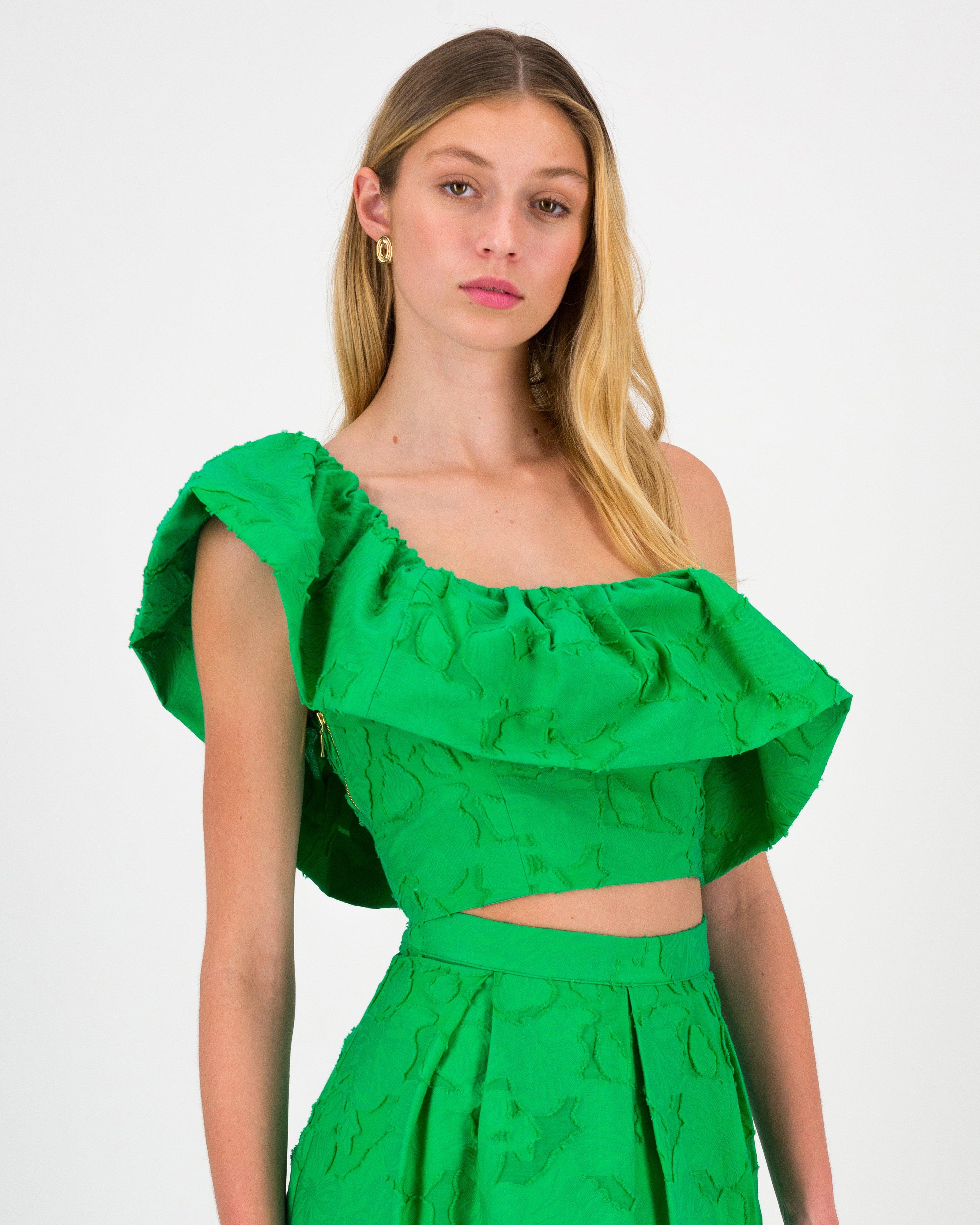 Cooper Crop Frill Top -  Green