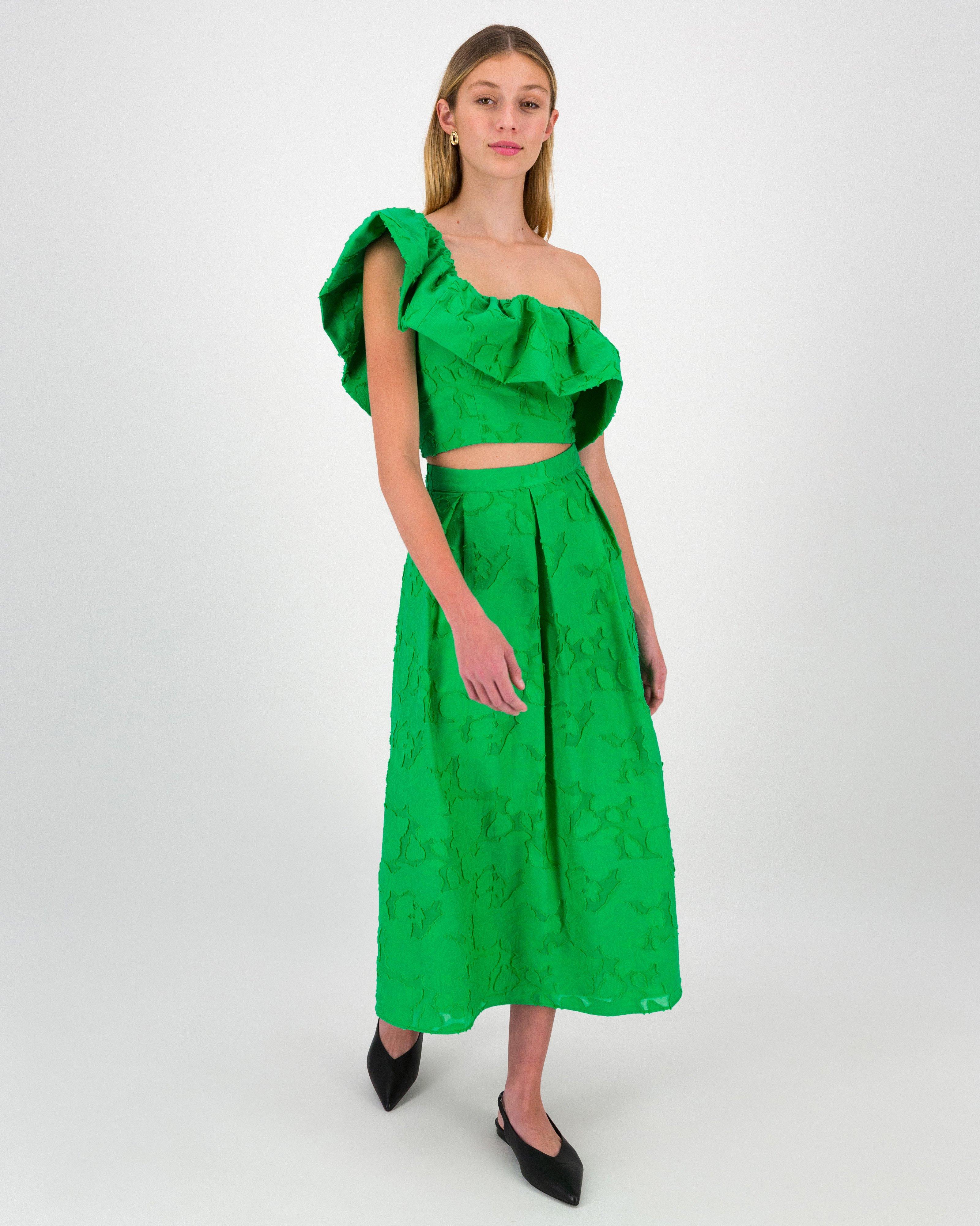 Cooper Crop Frill Top -  Green