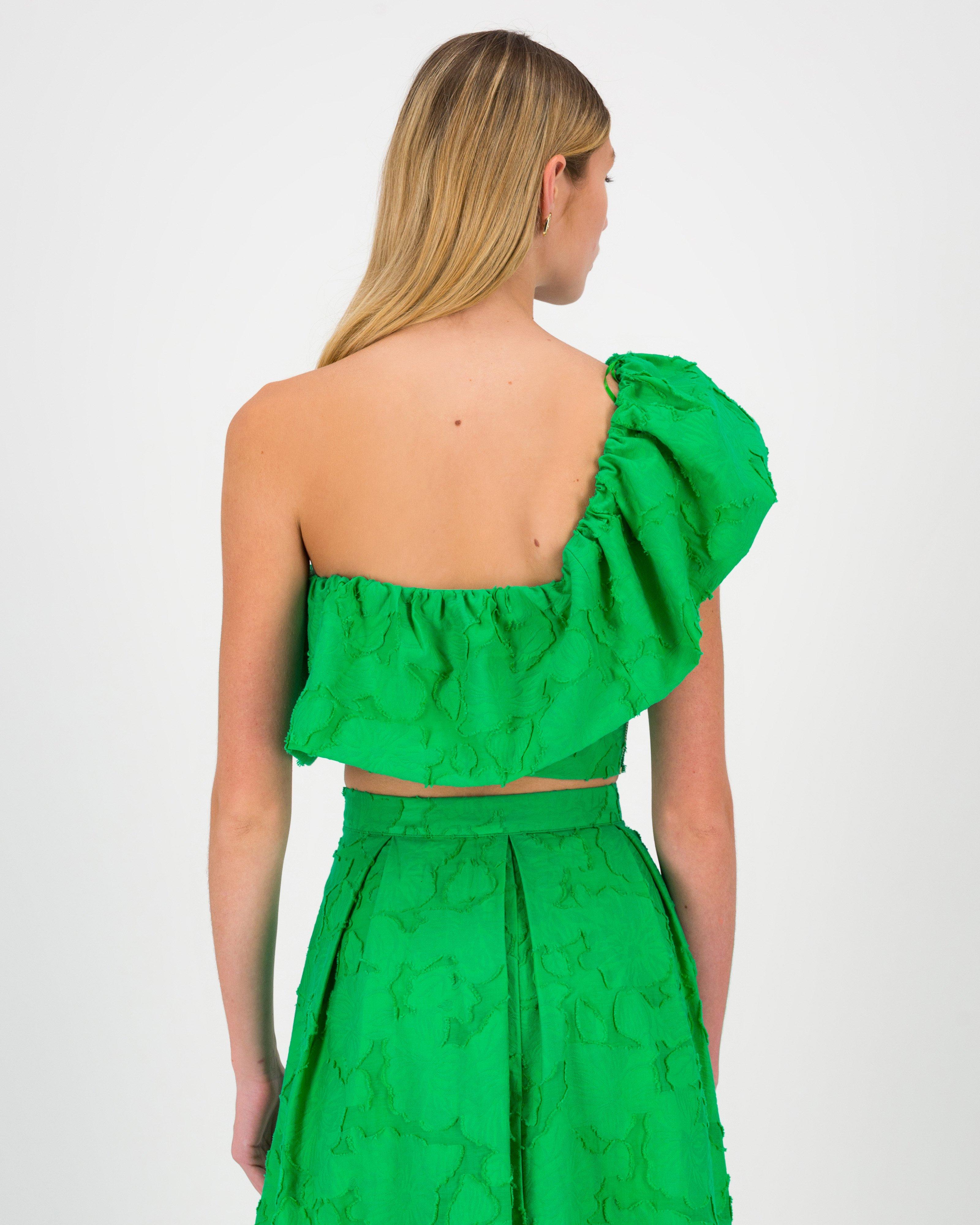 Cooper Crop Frill Top -  Green