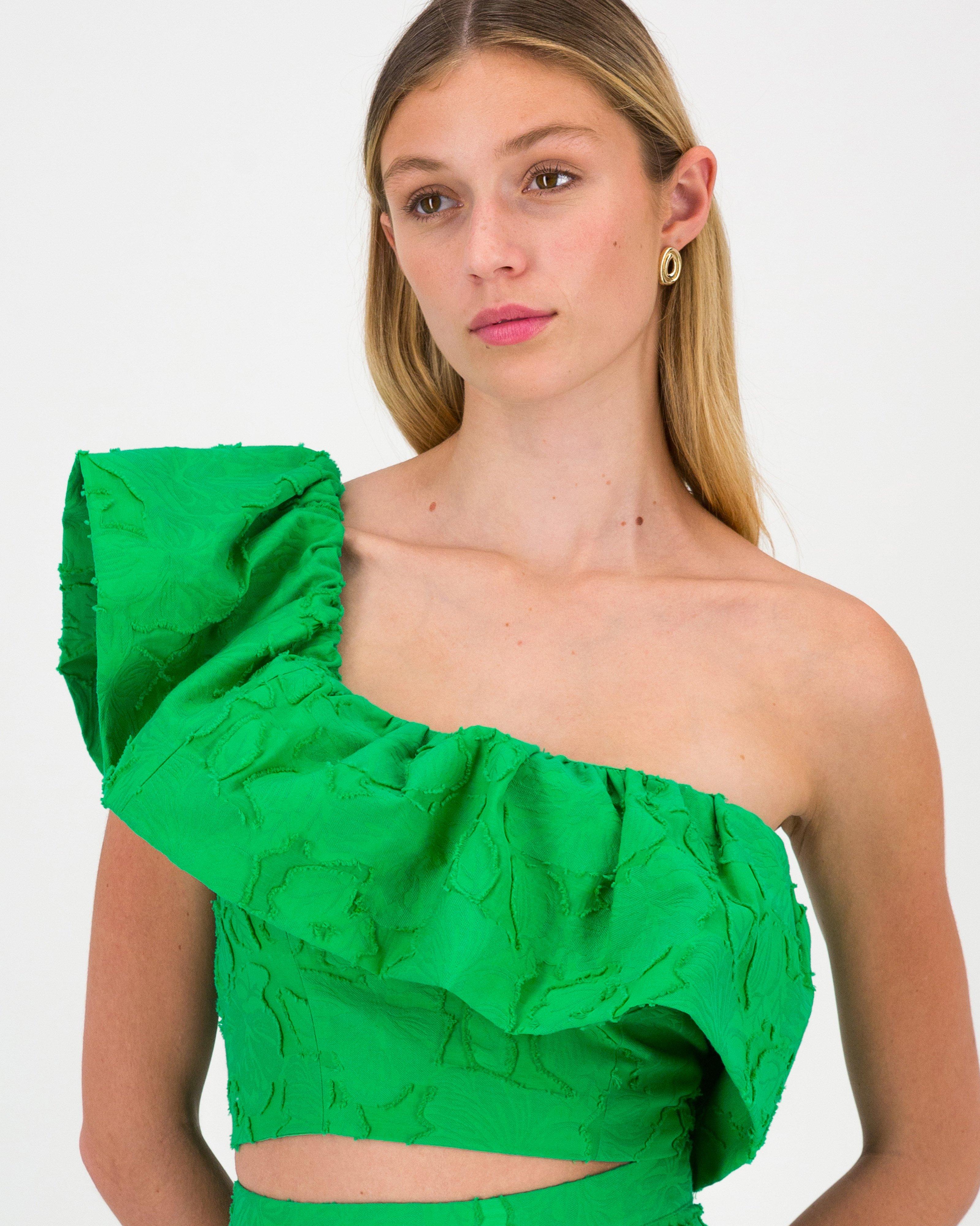 Cooper Crop Frill Top -  Green