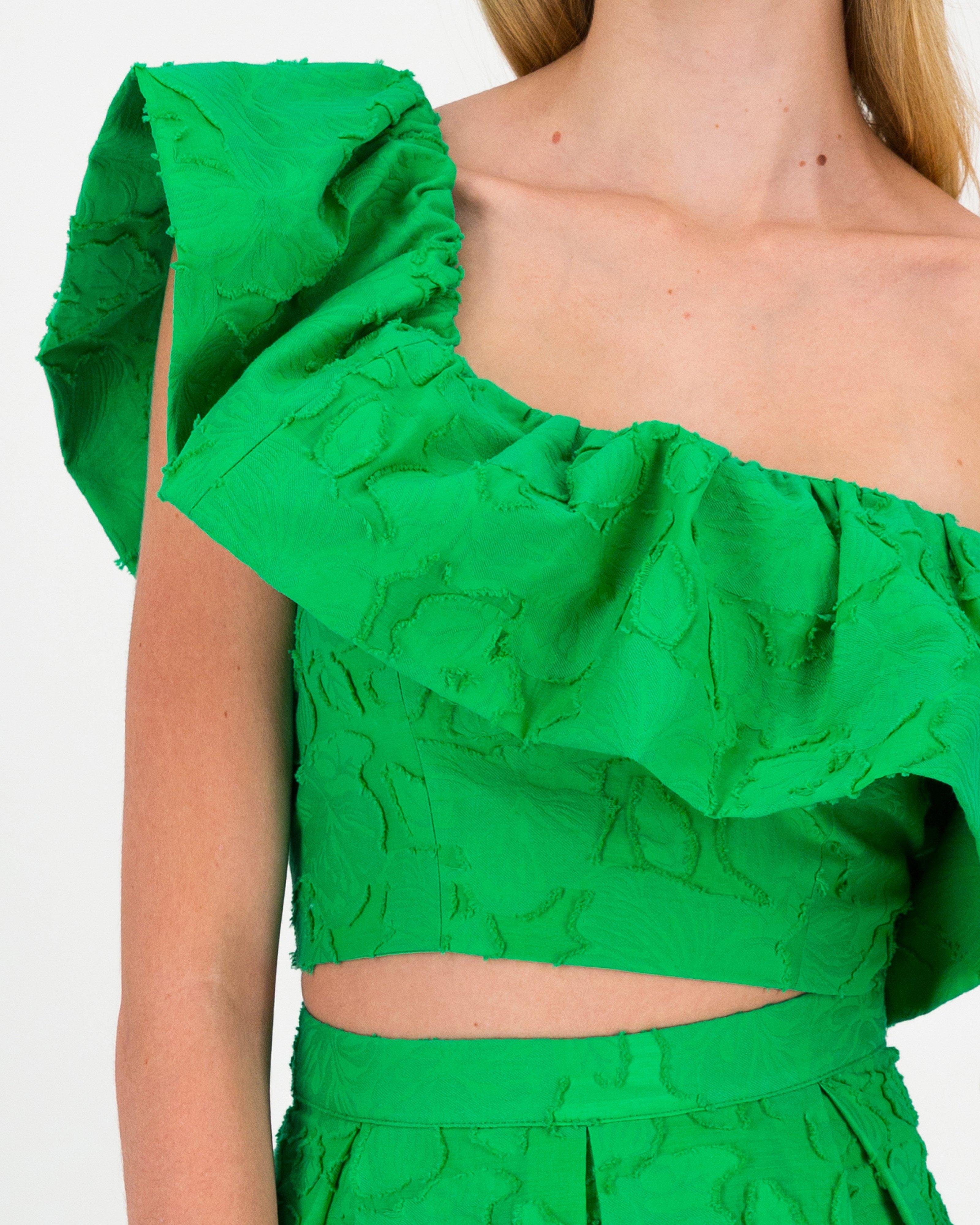 Cooper Crop Frill Top -  Green