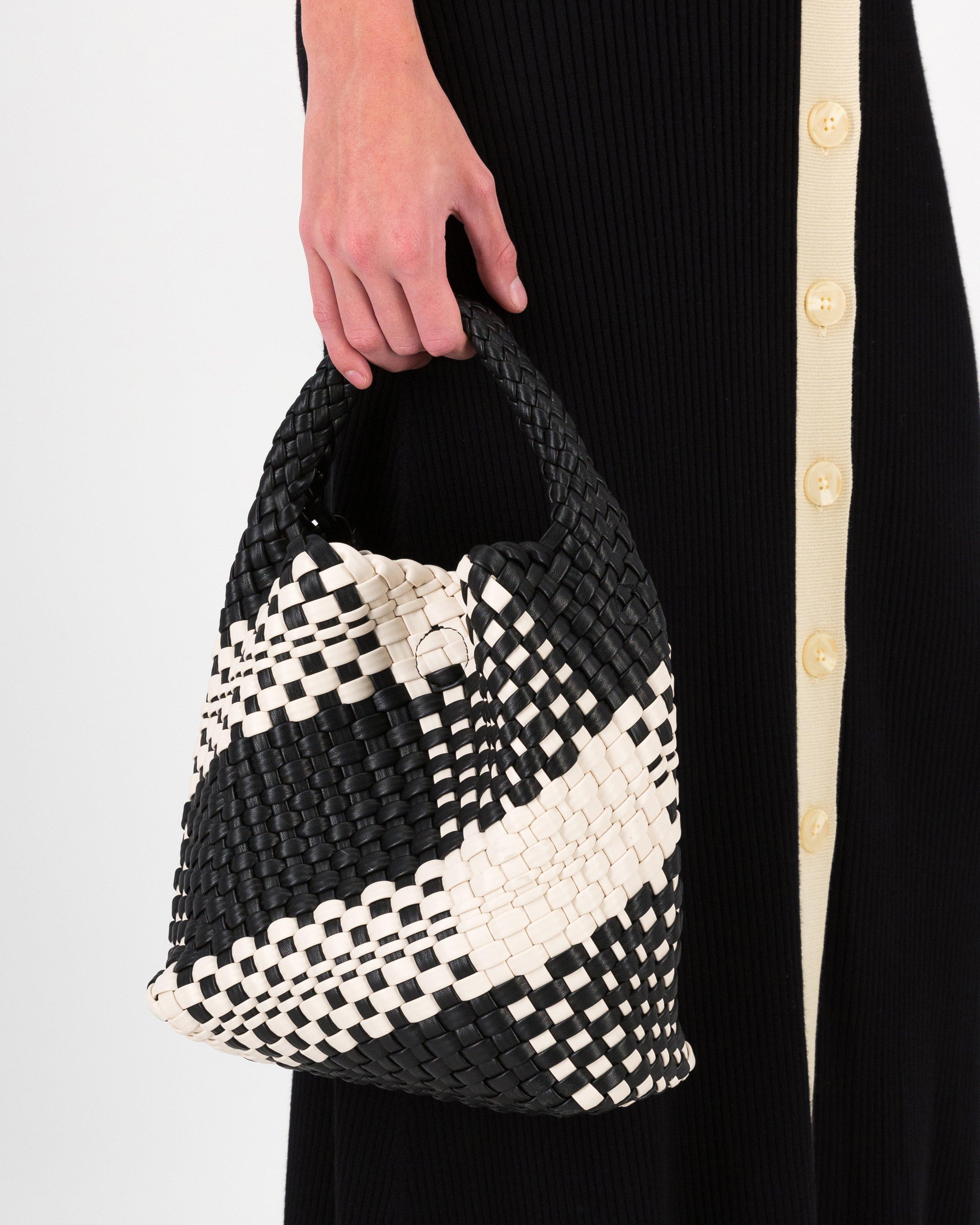 Flora Woven Colourblock Handbag -  Black