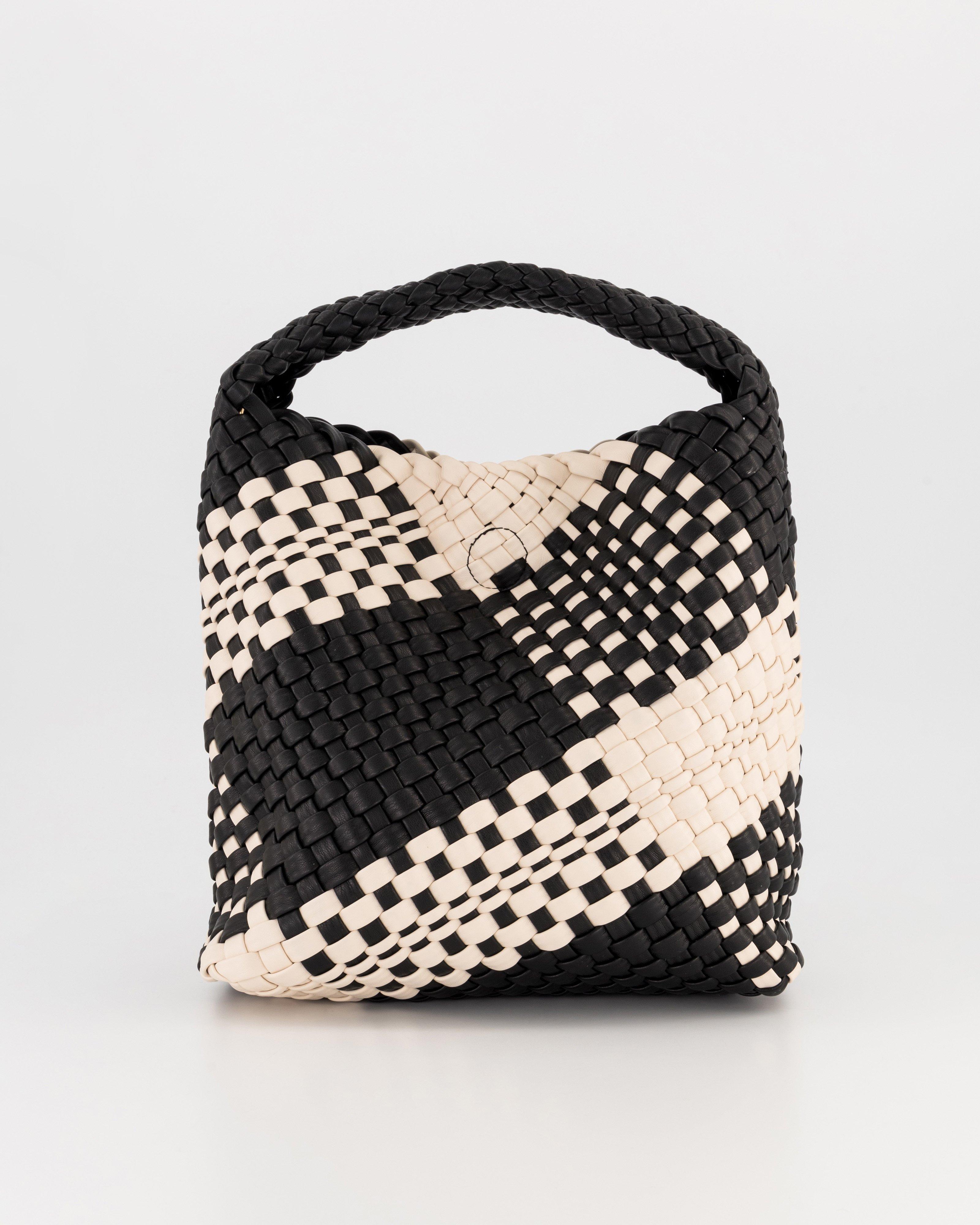 Flora Woven Colourblock Handbag -  Black