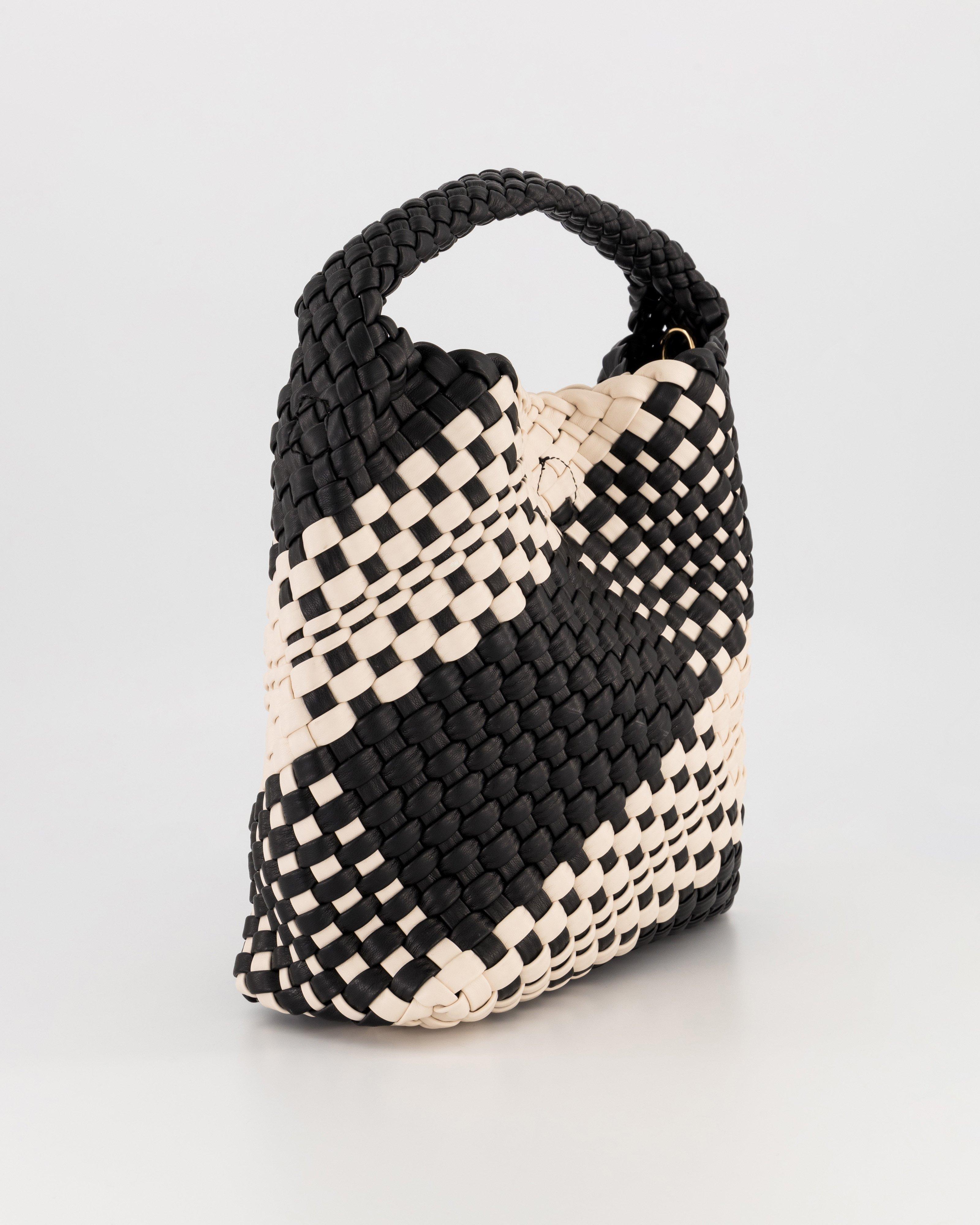 Flora Woven Colourblock Handbag -  Black